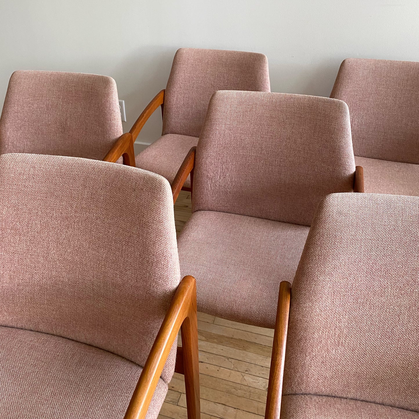 S/6 Teak Danish Modern Dining Chairs by Kai Kristiansen, produced by KS Mobler