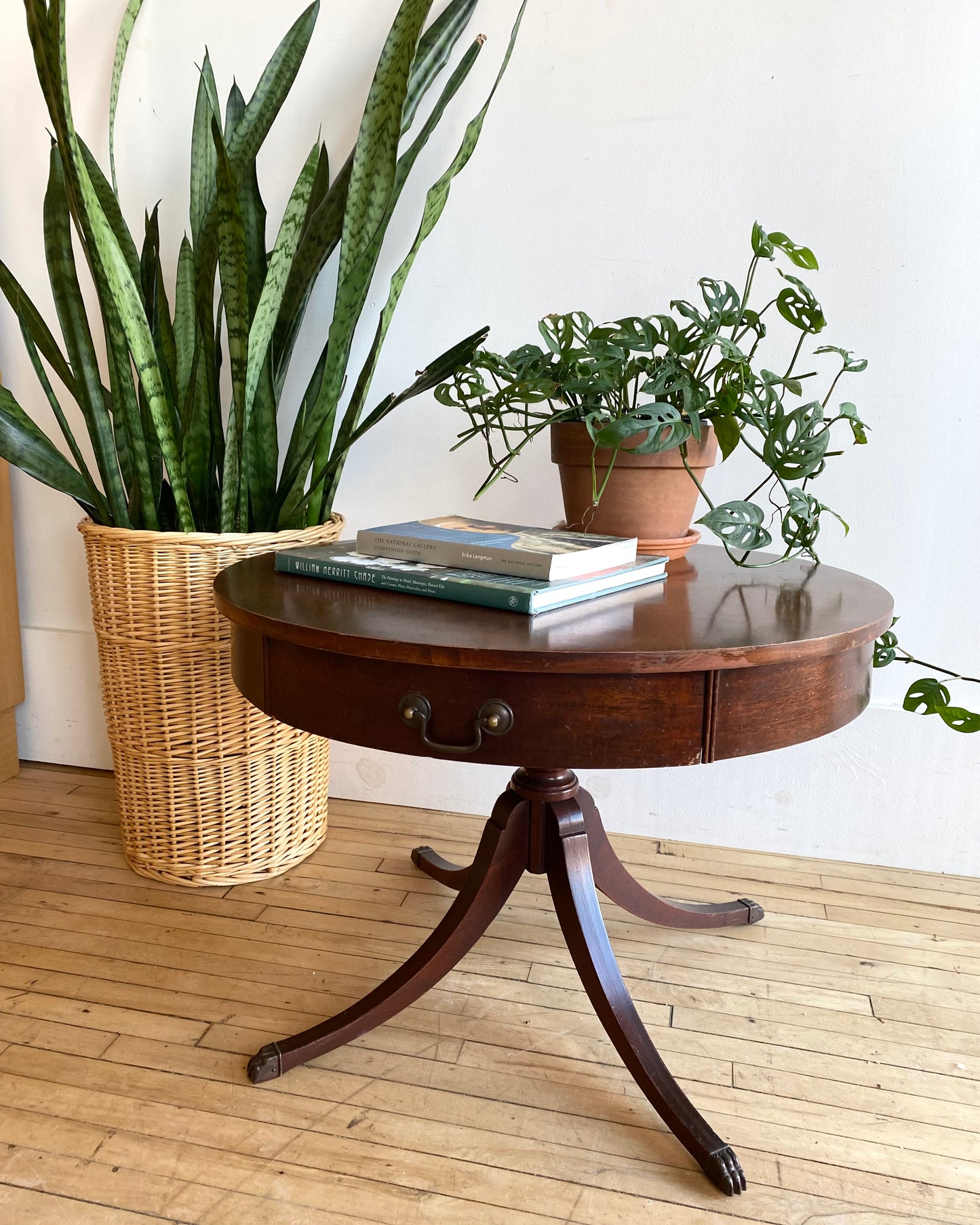 Antique Mahogany Drum Side Table