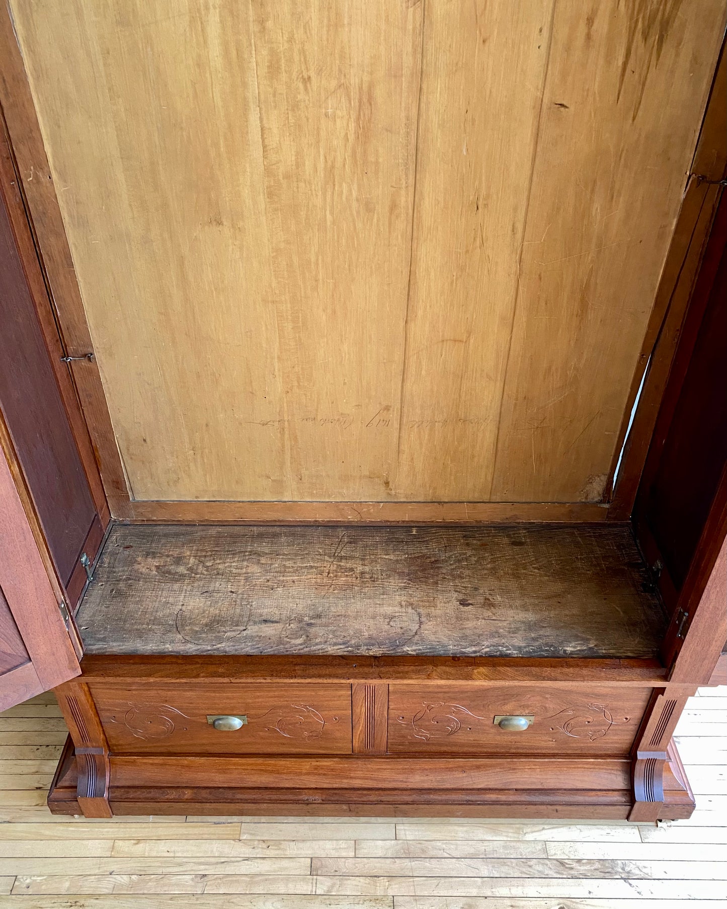 Restored XL Antique Walnut Wardrobe