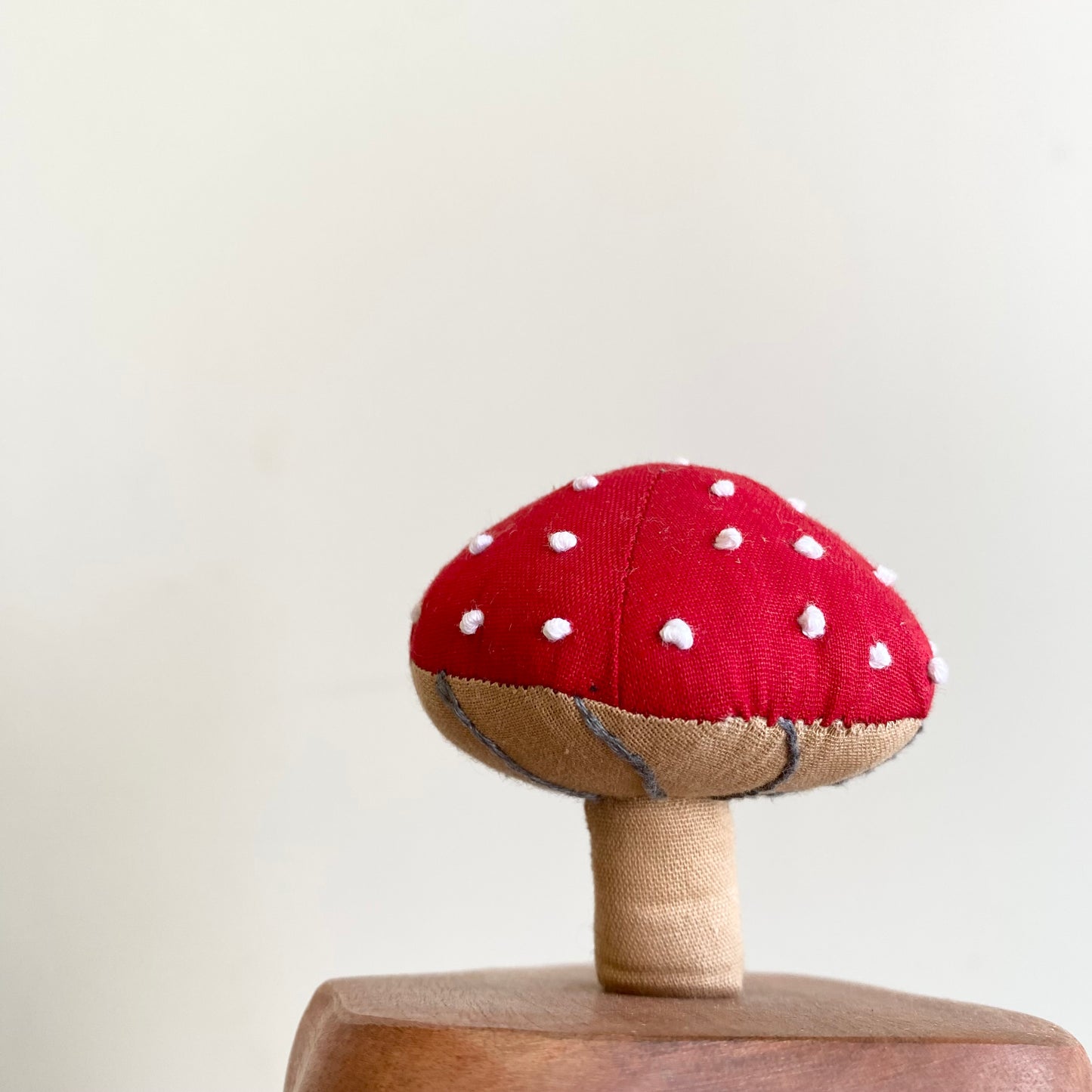 20% OFF: Plush Mushroom on Wooden Stand