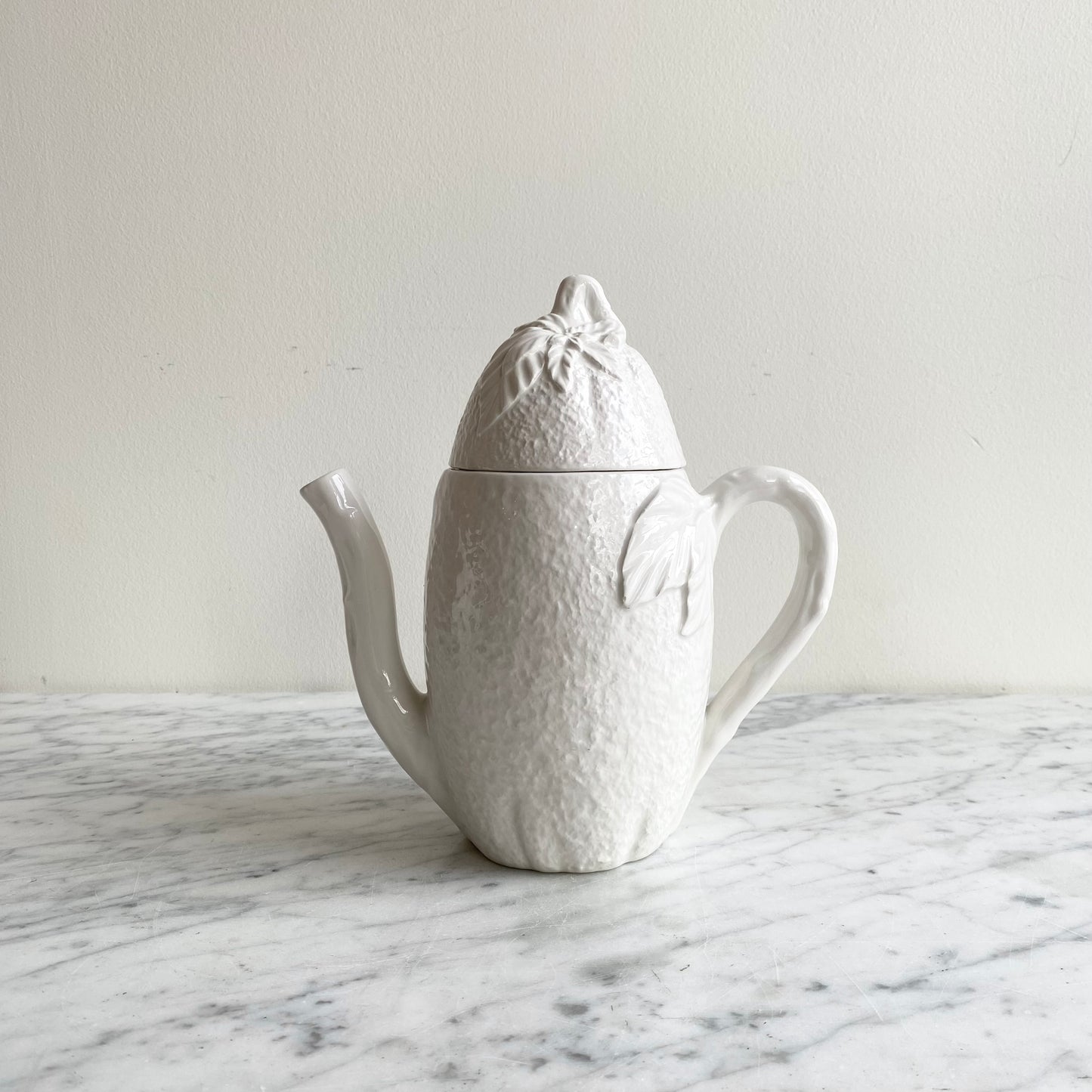 Vintage White Ceramic “Lemon” Teapot