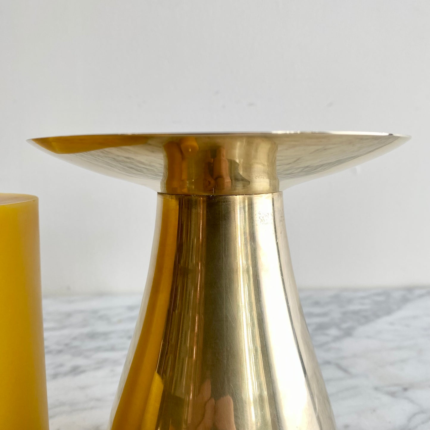 XL Vintage Brass Pillar Candle Stand