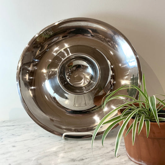 Large Vintage Stainless Steel Chip & Dip Platter