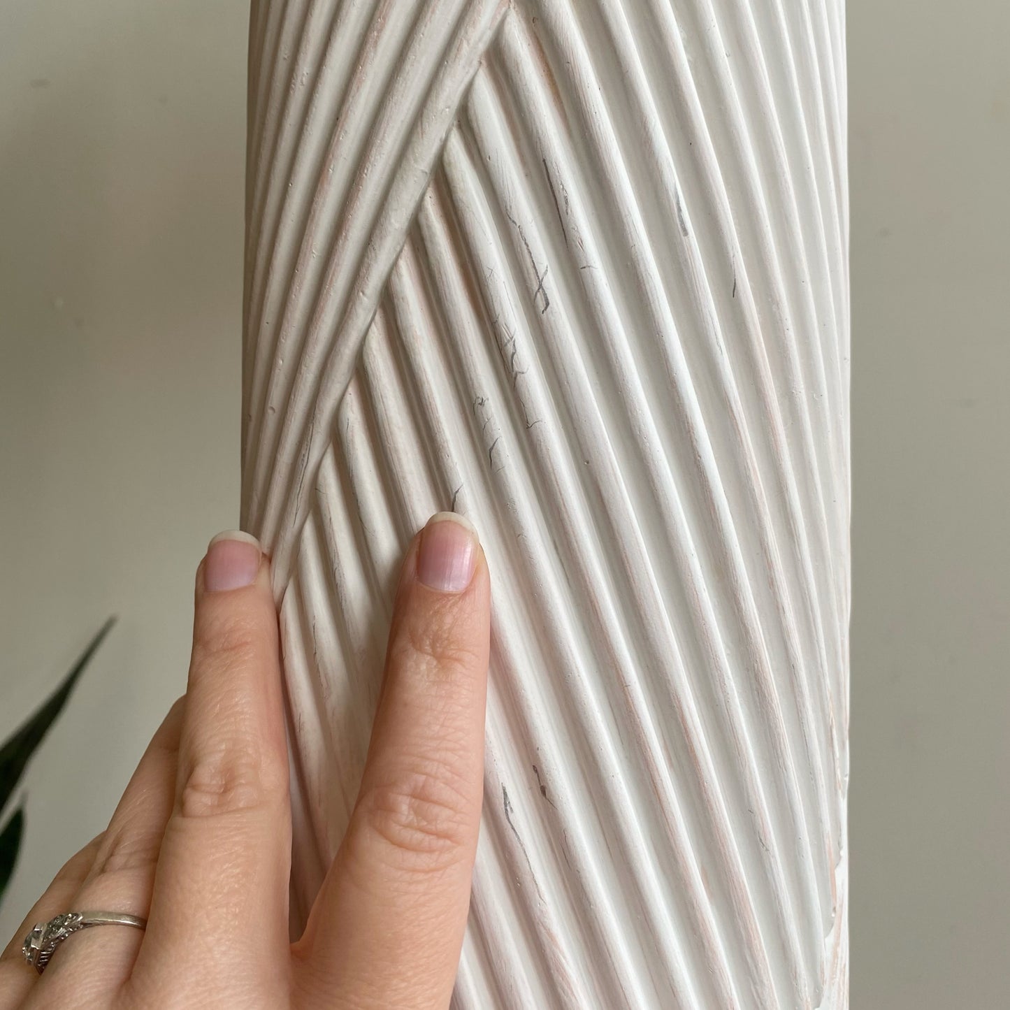 Vintage Reeded Plaster Floor Lamp with Shade