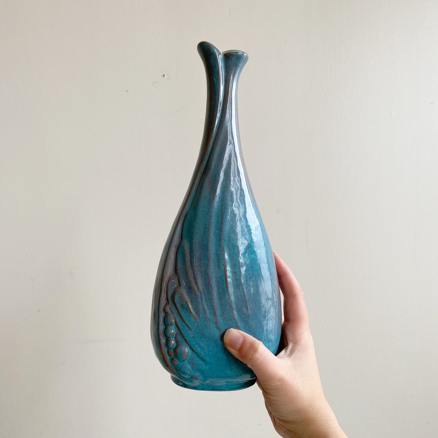Vintage Ceramic Vase, Turquoise
