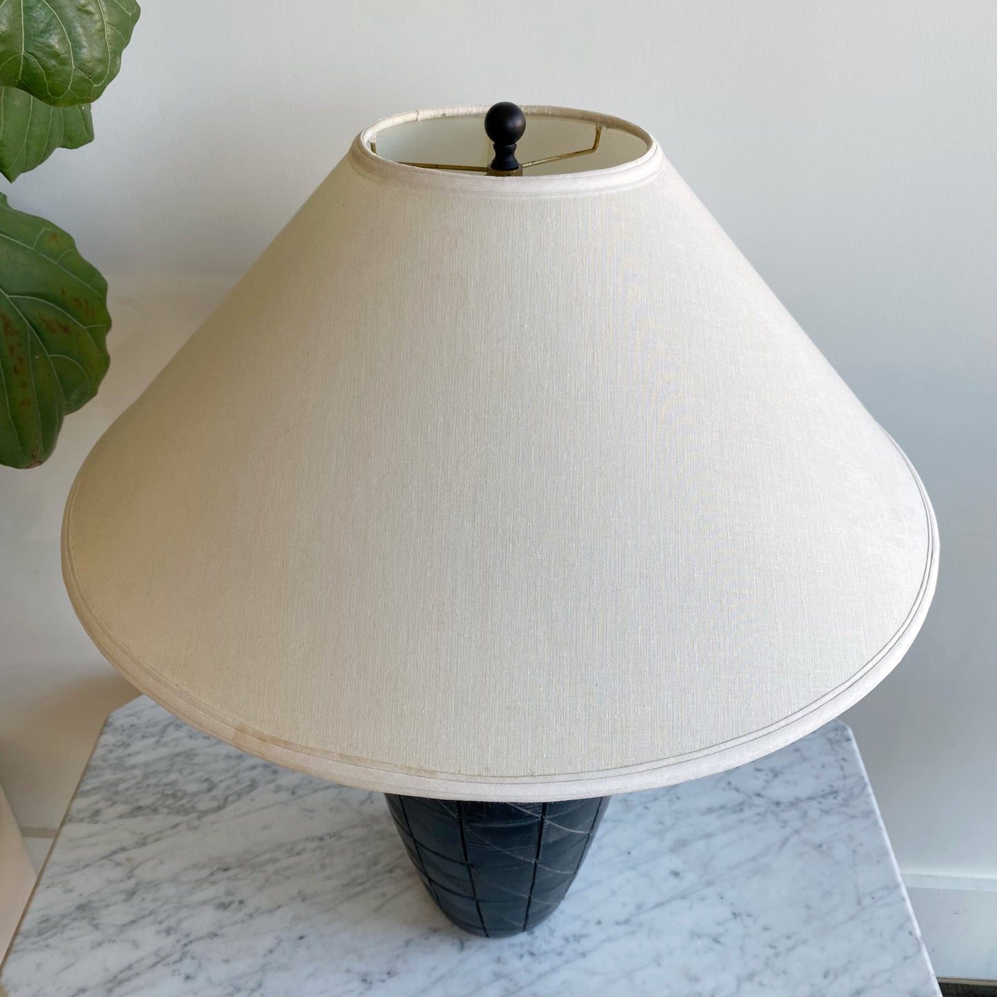 XL Vintage Black Ceramic Lamp With Shade