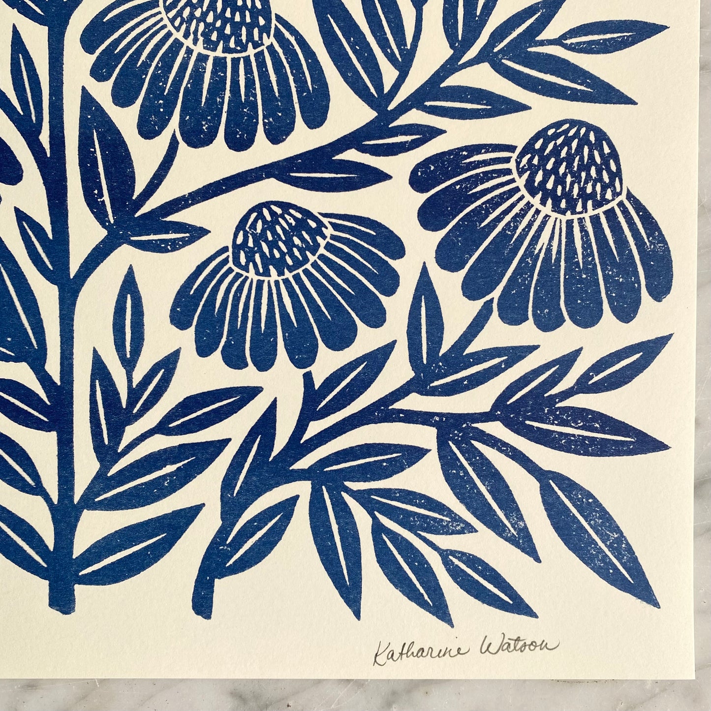 "Navy Echinacea" Risograph Art Print (11 x 14)