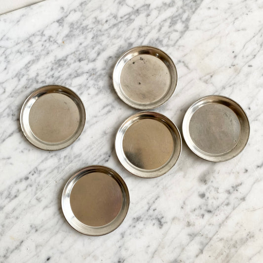 S/5 Vintage Pewter Coasters