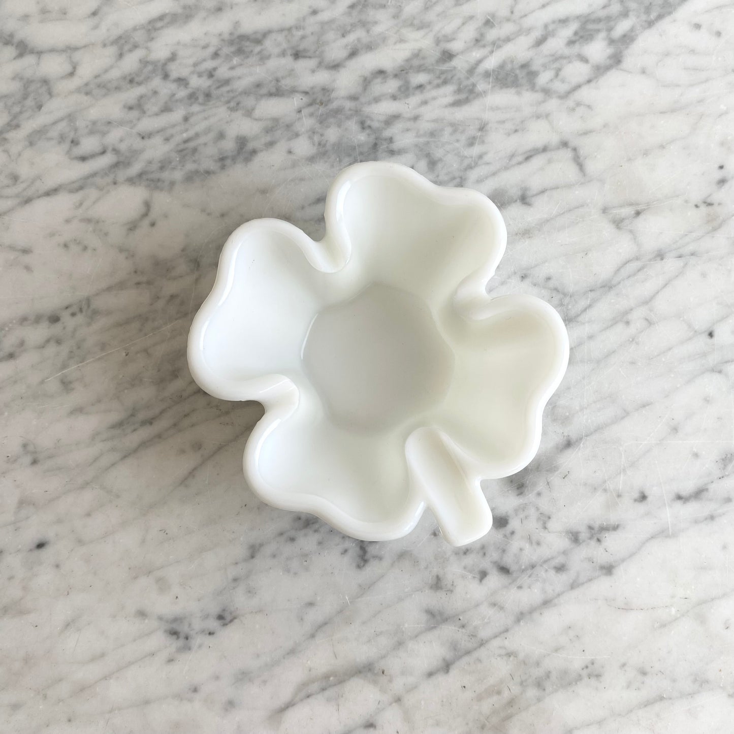 Vintage Milk Glass Clover / Shamrock Ashtray