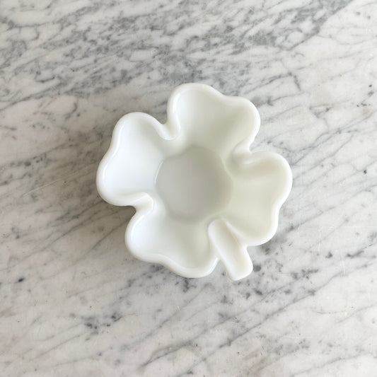 Vintage Milk Glass Clover / Shamrock Ashtray