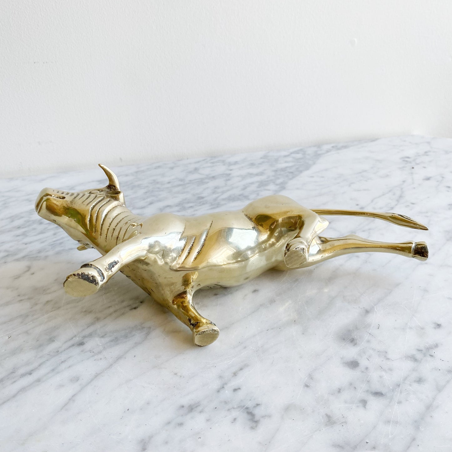 Large Vintage Brass Bull, 9.75"