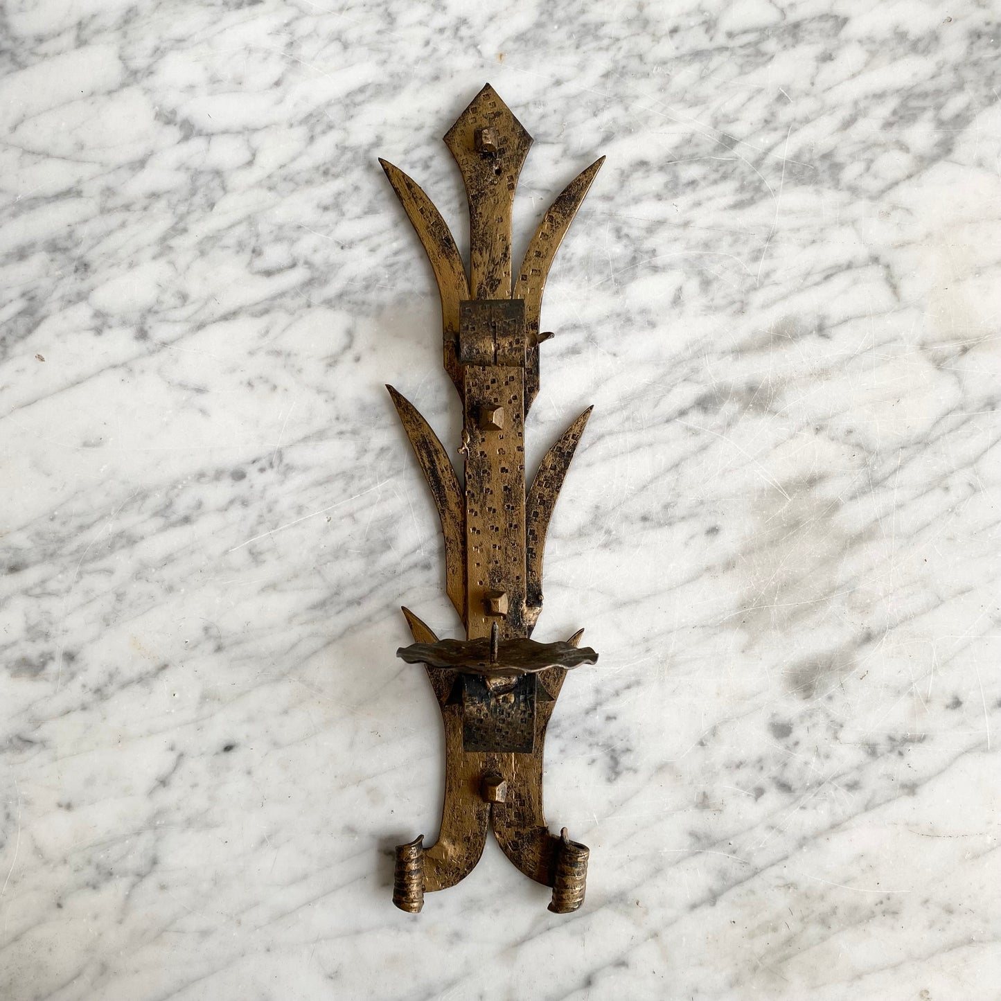 Vintage Spanish Iron Candle Wall Sconce
