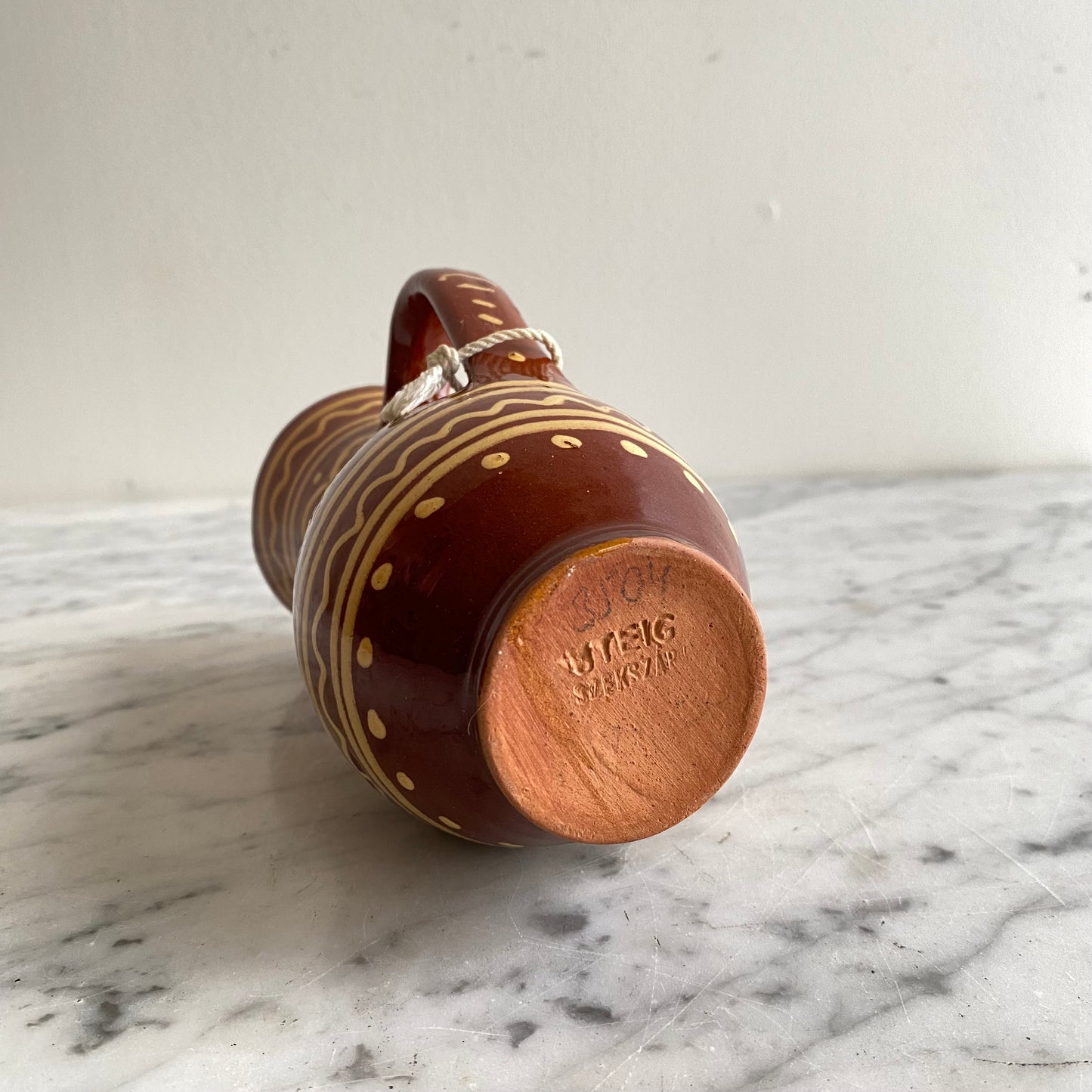 Small Vintage Hungarian Folk Art Pitcher, 6.5"