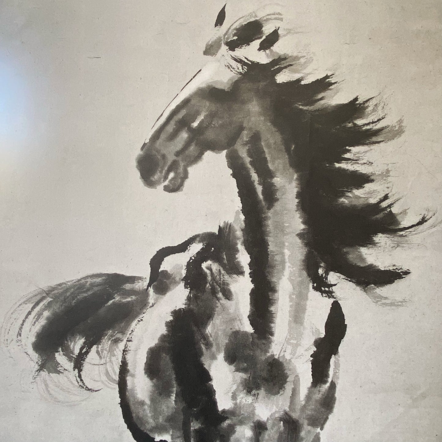 Vintage Original Horse Brush Painting (41.5" x 22")