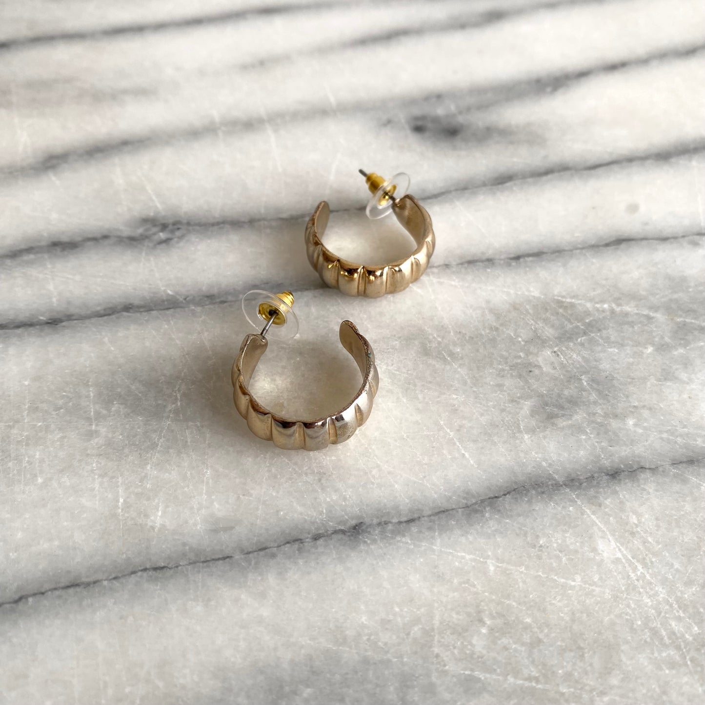 Vintage Textured Gold Hoop Earrings