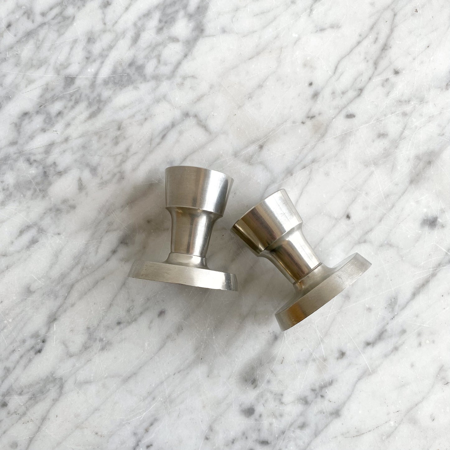 Pair of Vintage Mid-Century Pewter Candle Holders