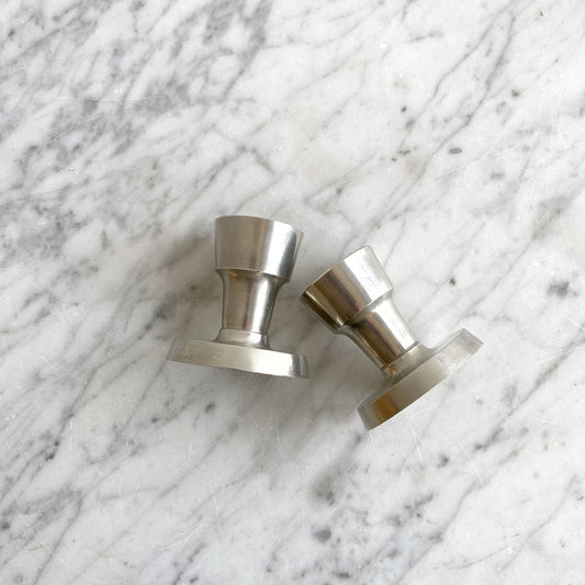 Pair of Vintage Mid-Century Pewter Candle Holders