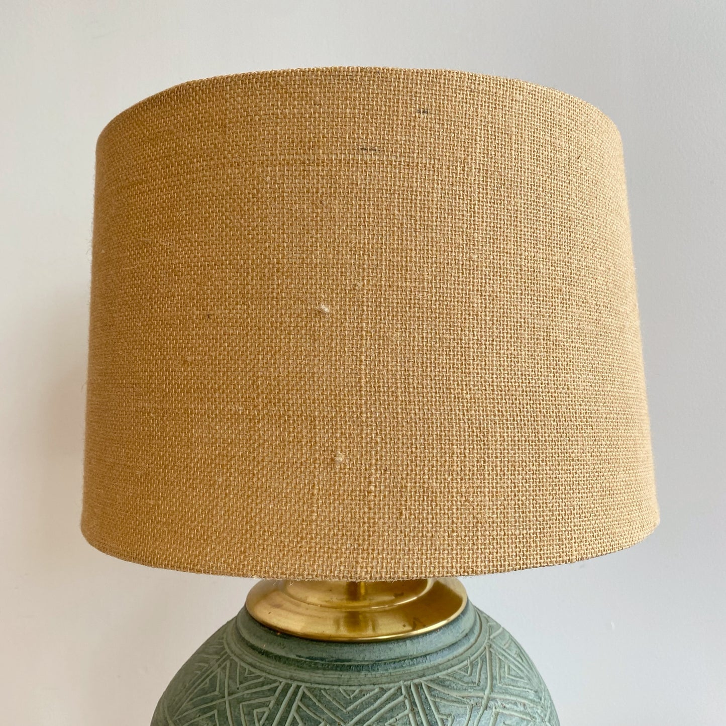 Vintage "Carved" Green Ceramic Lamp