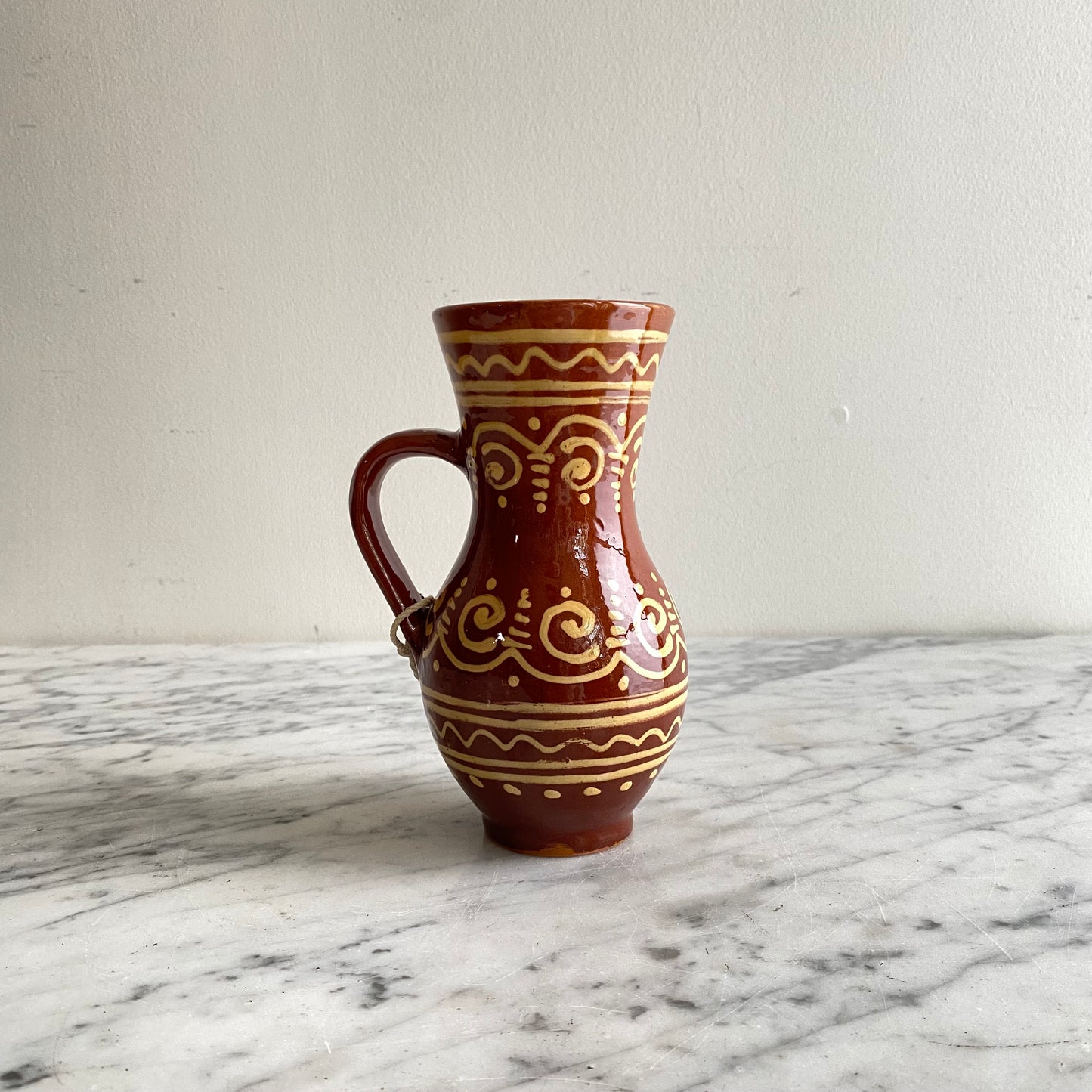 Small Vintage Hungarian Folk Art Pitcher, 6.5"