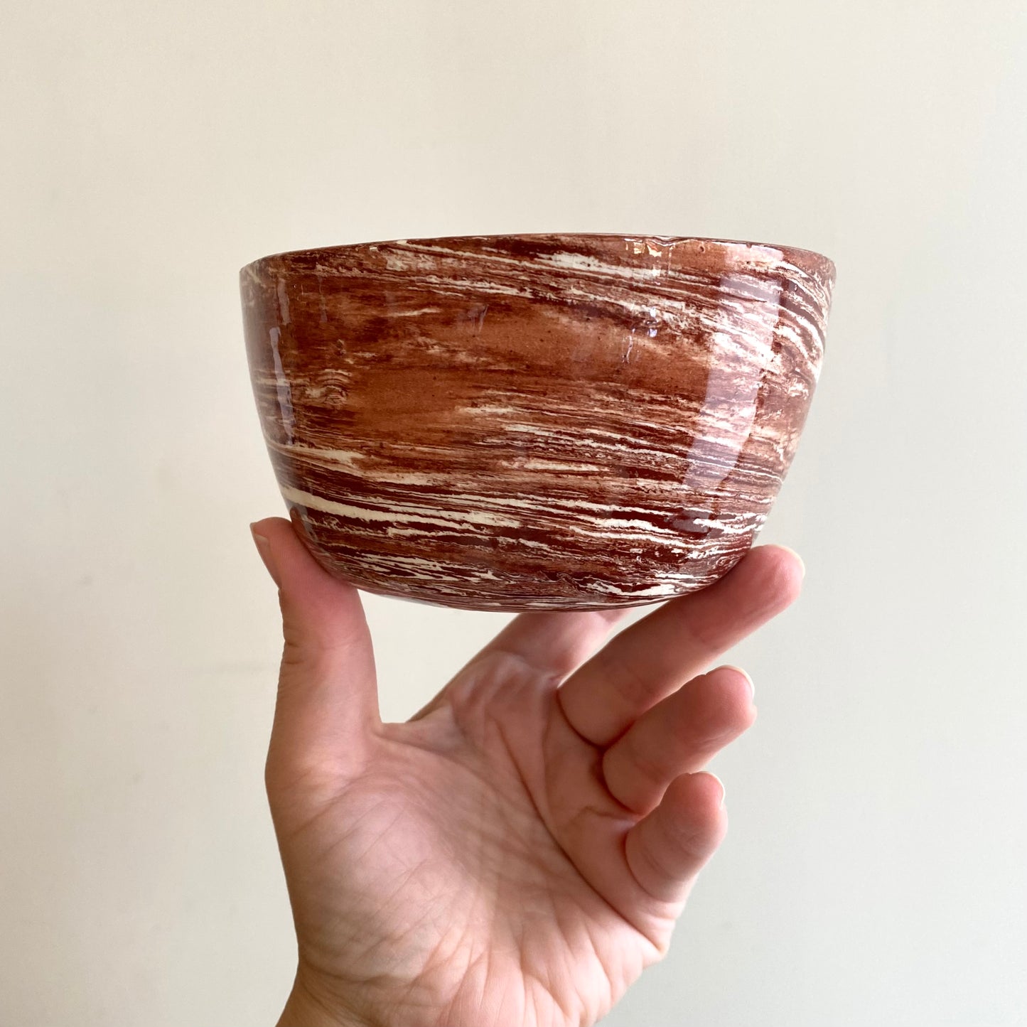 Vintage Swirled Clay Studio Pottery Bowl