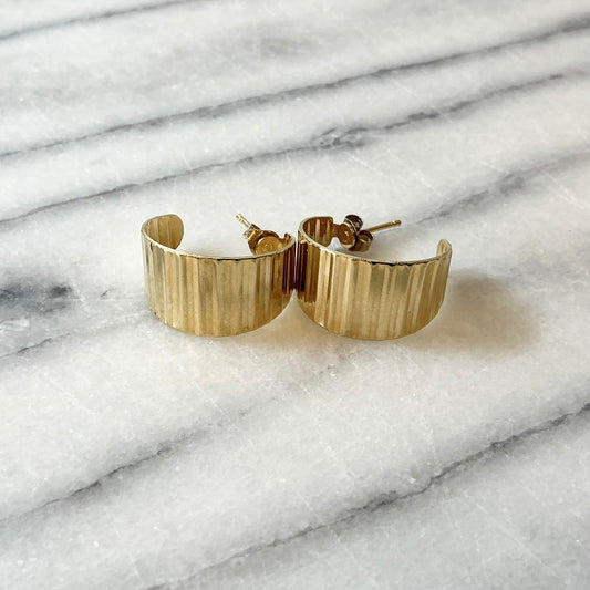 Vintage Gold “Ripple” Hoops