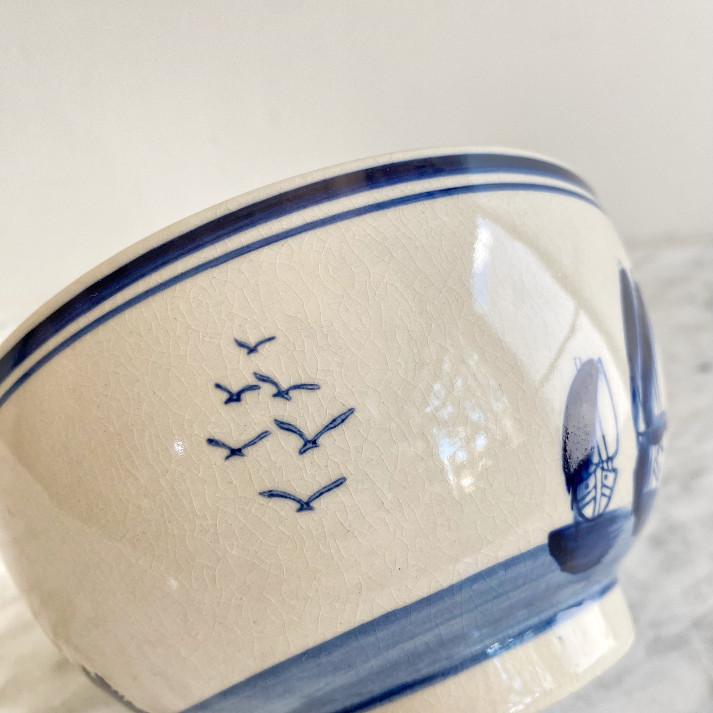Vintage Ceramic Bowl featuring Sailboats (NAUTICAL COLLECTION)
