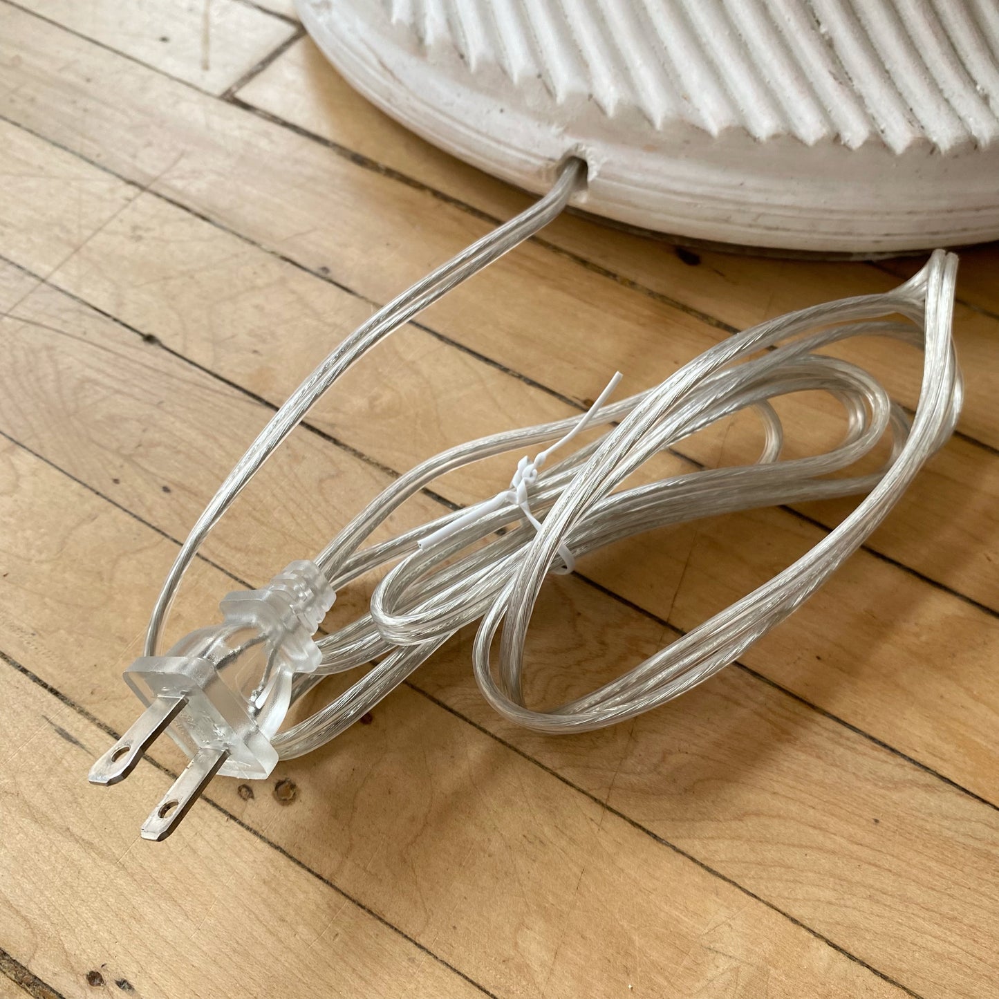 Vintage Reeded Plaster Floor Lamp with Shade