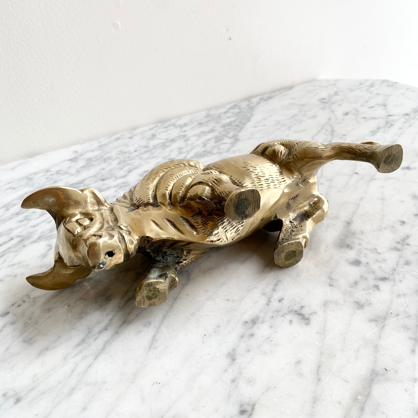 Large Vintage Brass Bull, 12"