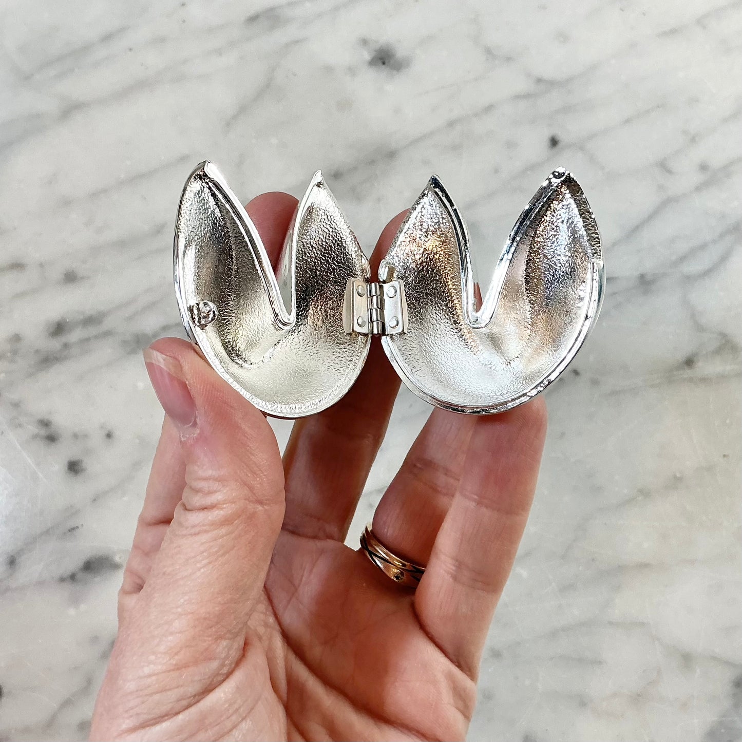 Vintage Silver Plated Fortune Cookie Box