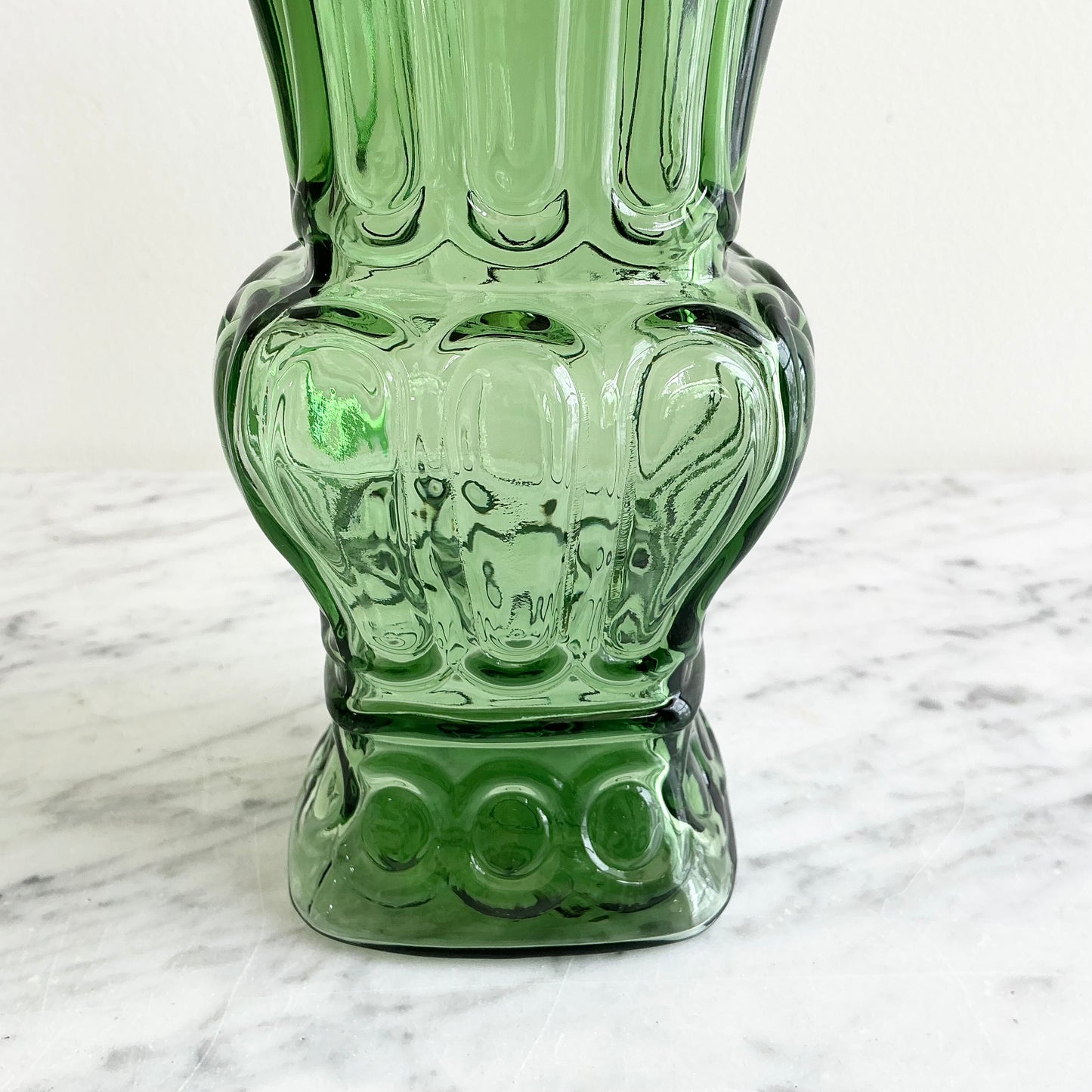 Vintage Emerald Green Glass Flower Vase