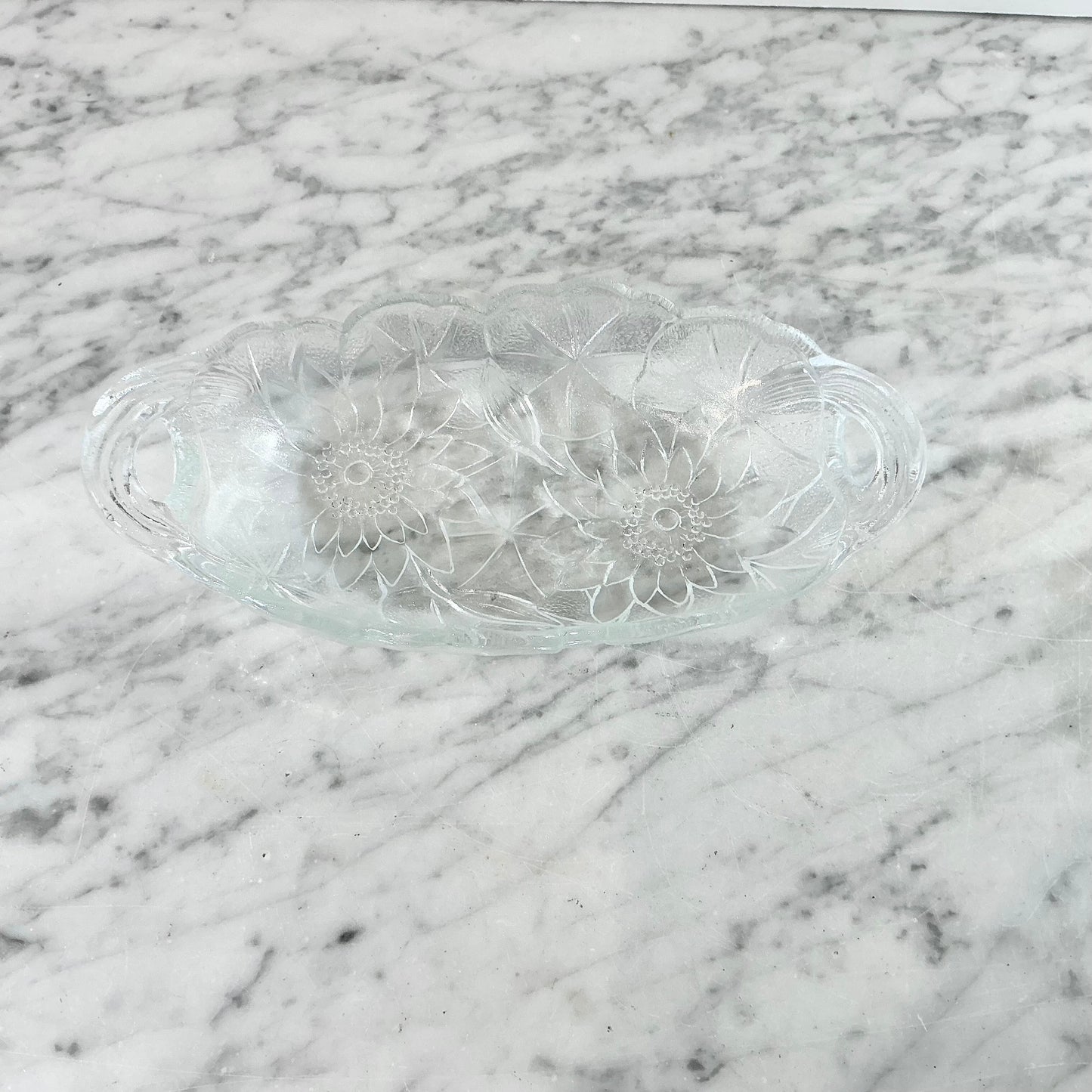 Vintage Indian Glass Lily Relish Dish