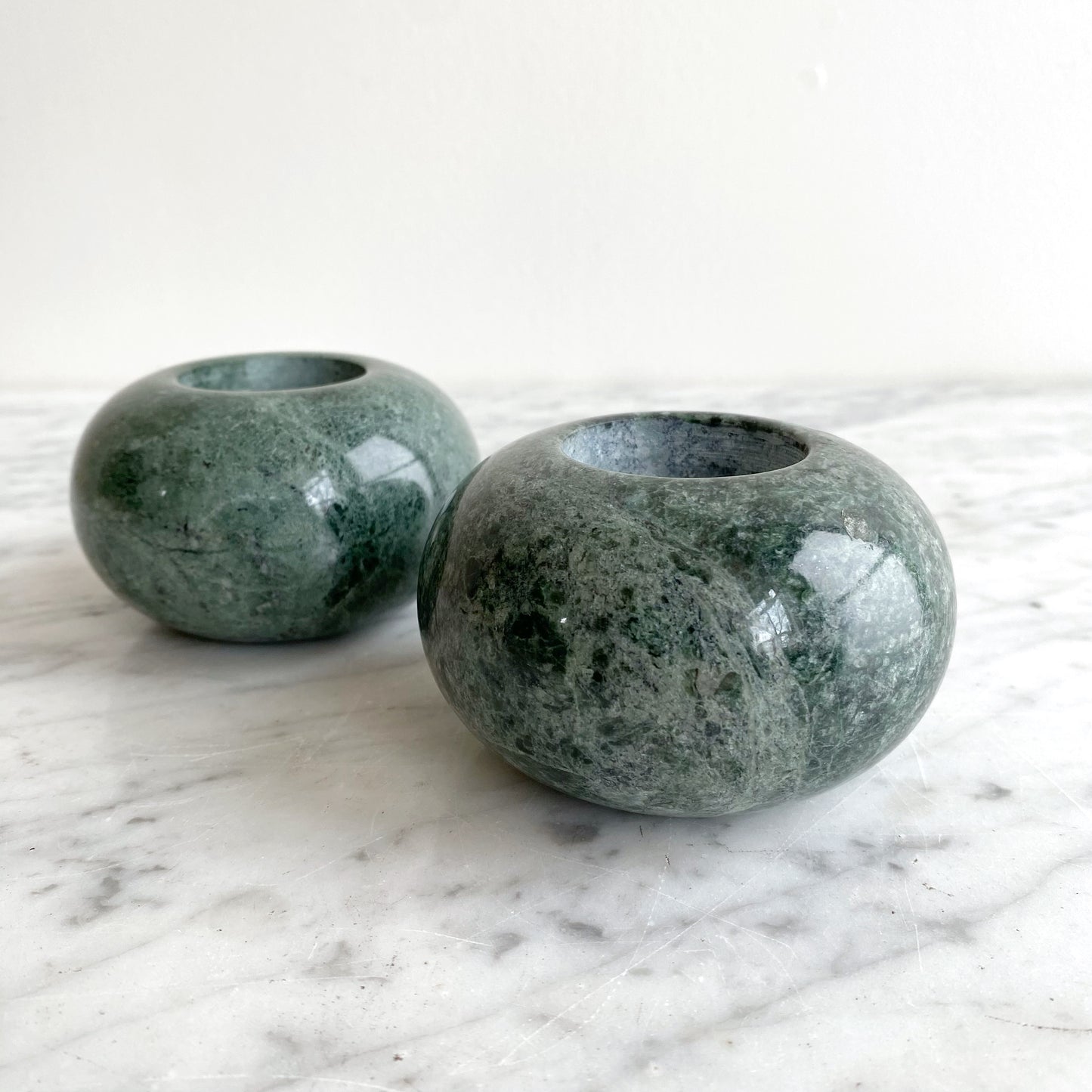 Found Green Marble Tea Light Candle Holder