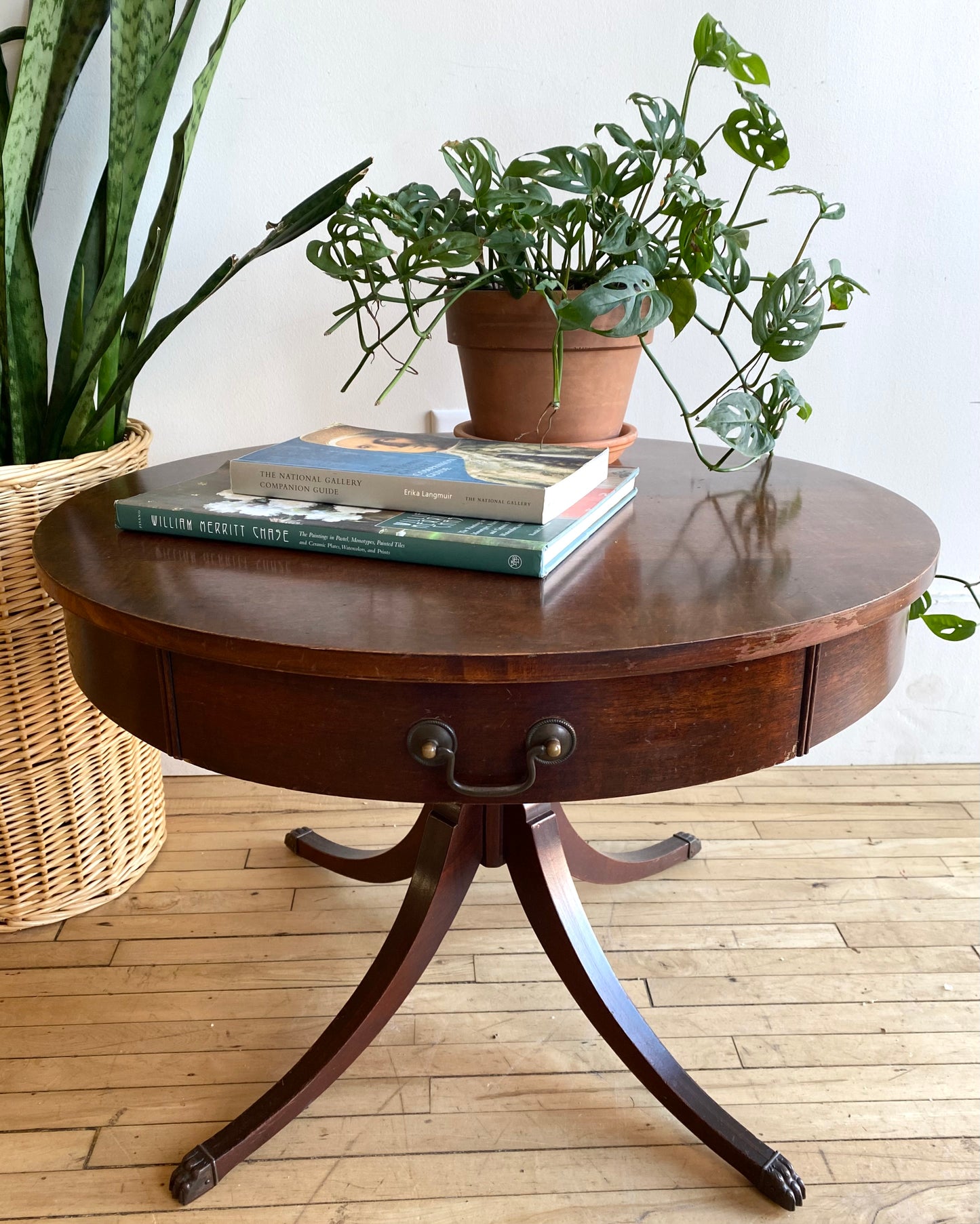 Antique Mahogany Drum Side Table