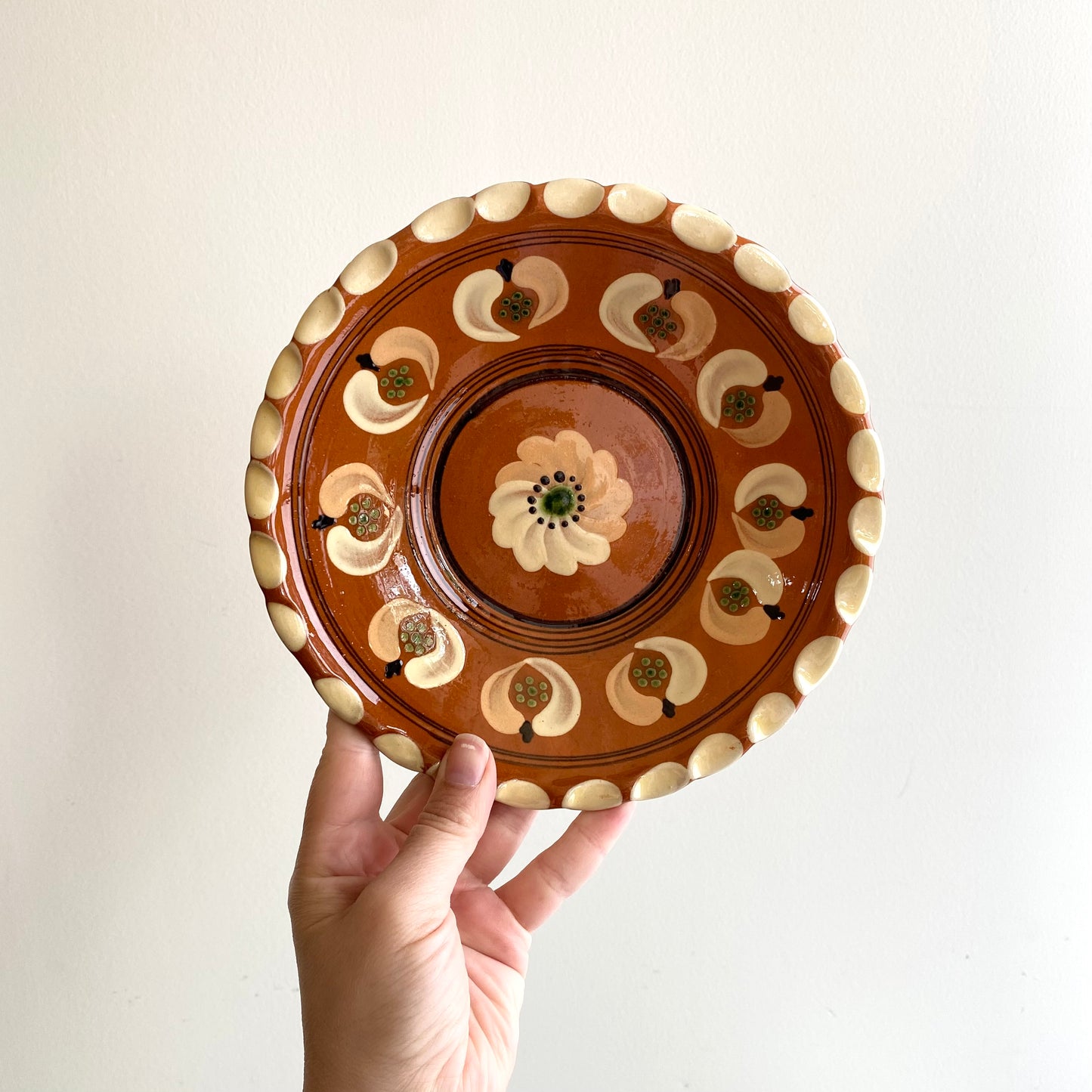 Vintage Hungarian Folk Art Plate, 8"