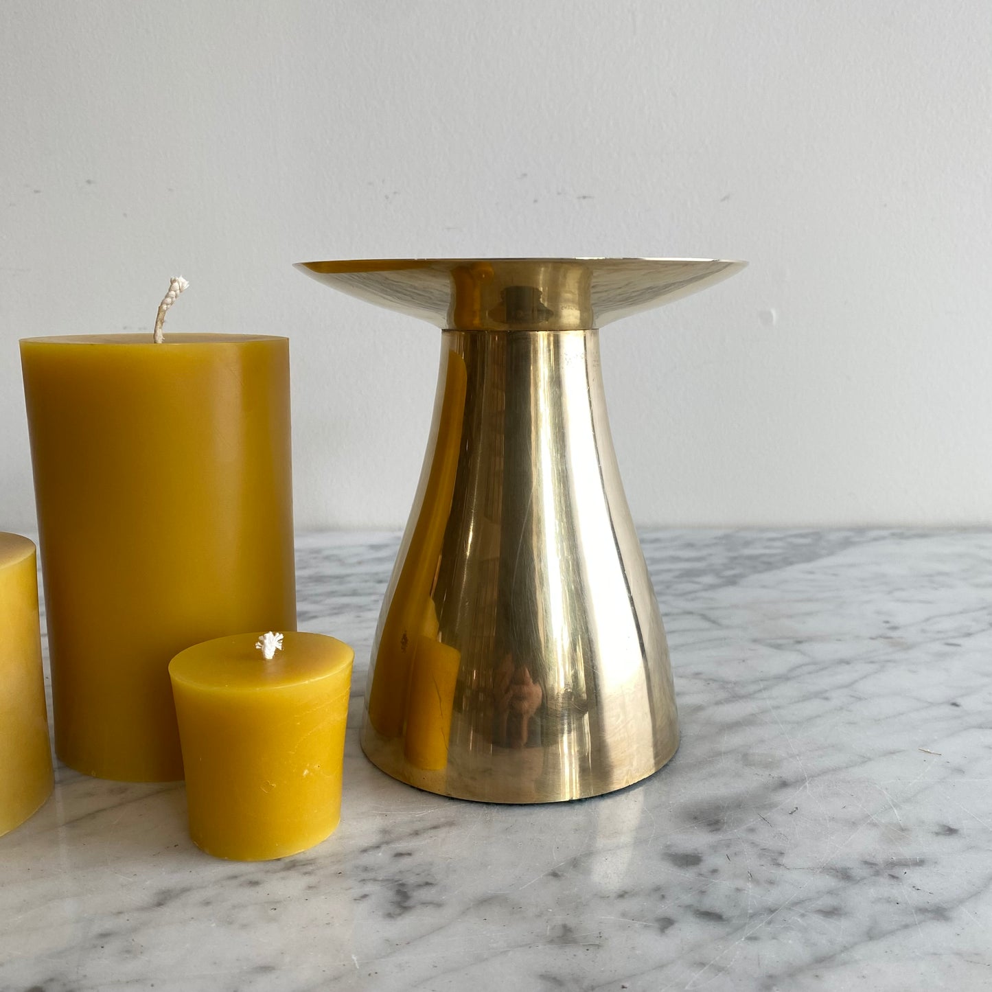 XL Vintage Brass Pillar Candle Stand