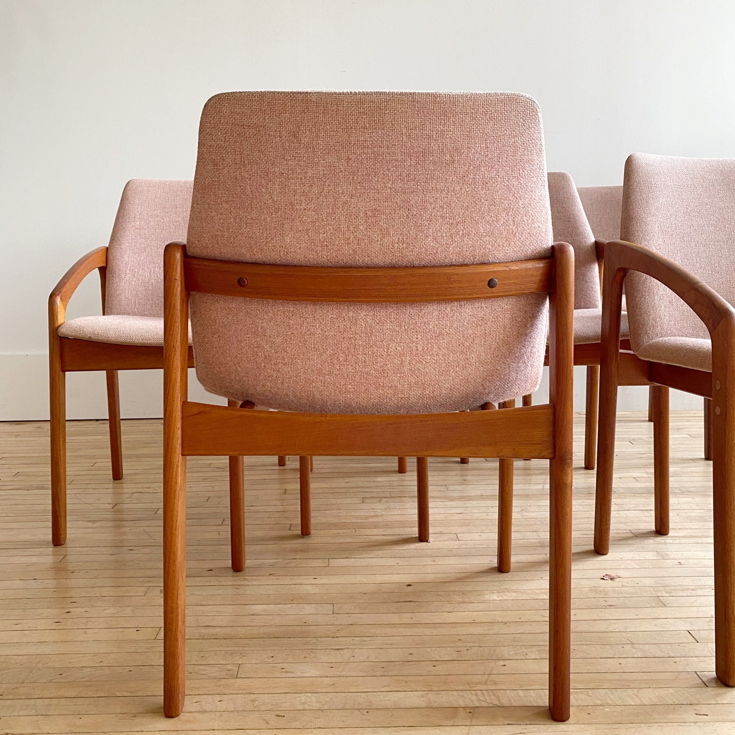 S/6 Teak Danish Modern Dining Chairs by Kai Kristiansen, produced by KS Mobler