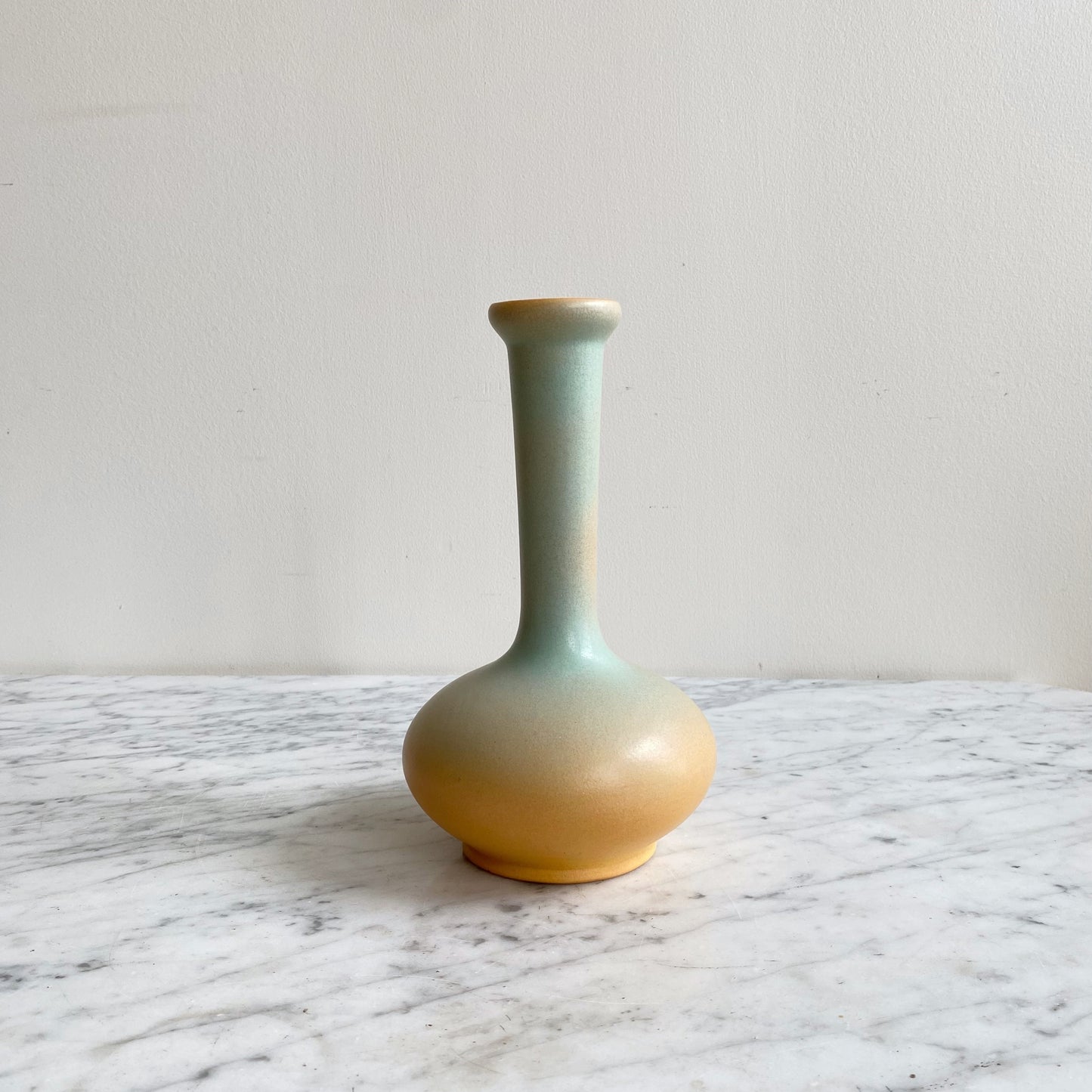 Vintage Ceramic Vase, Blue + Orange Ombré