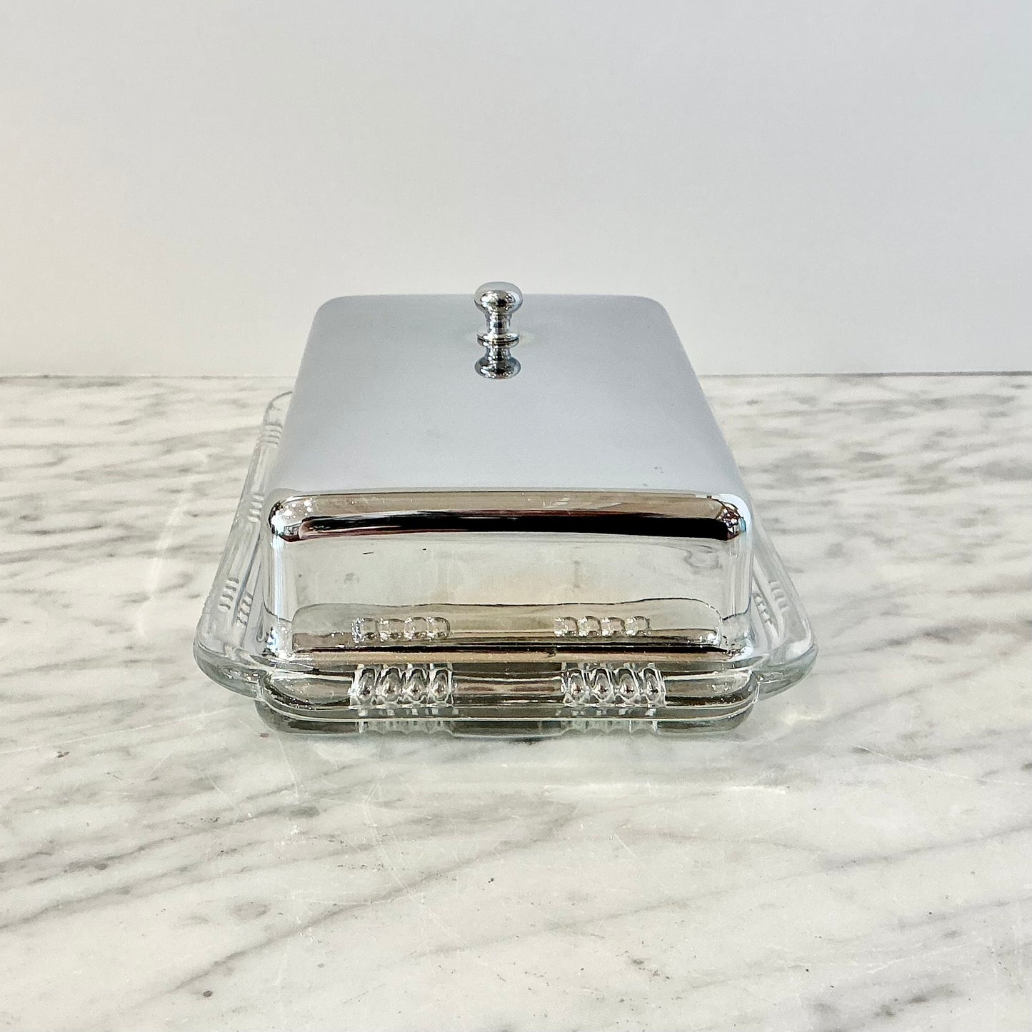 Vintage Criss Cross Glass Butter Dish by Hazel Atlas