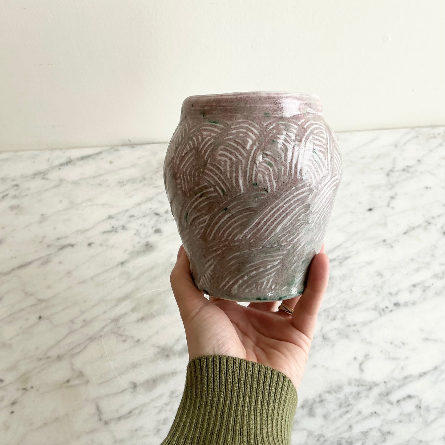 Found Textured Mauve Pottery Vase