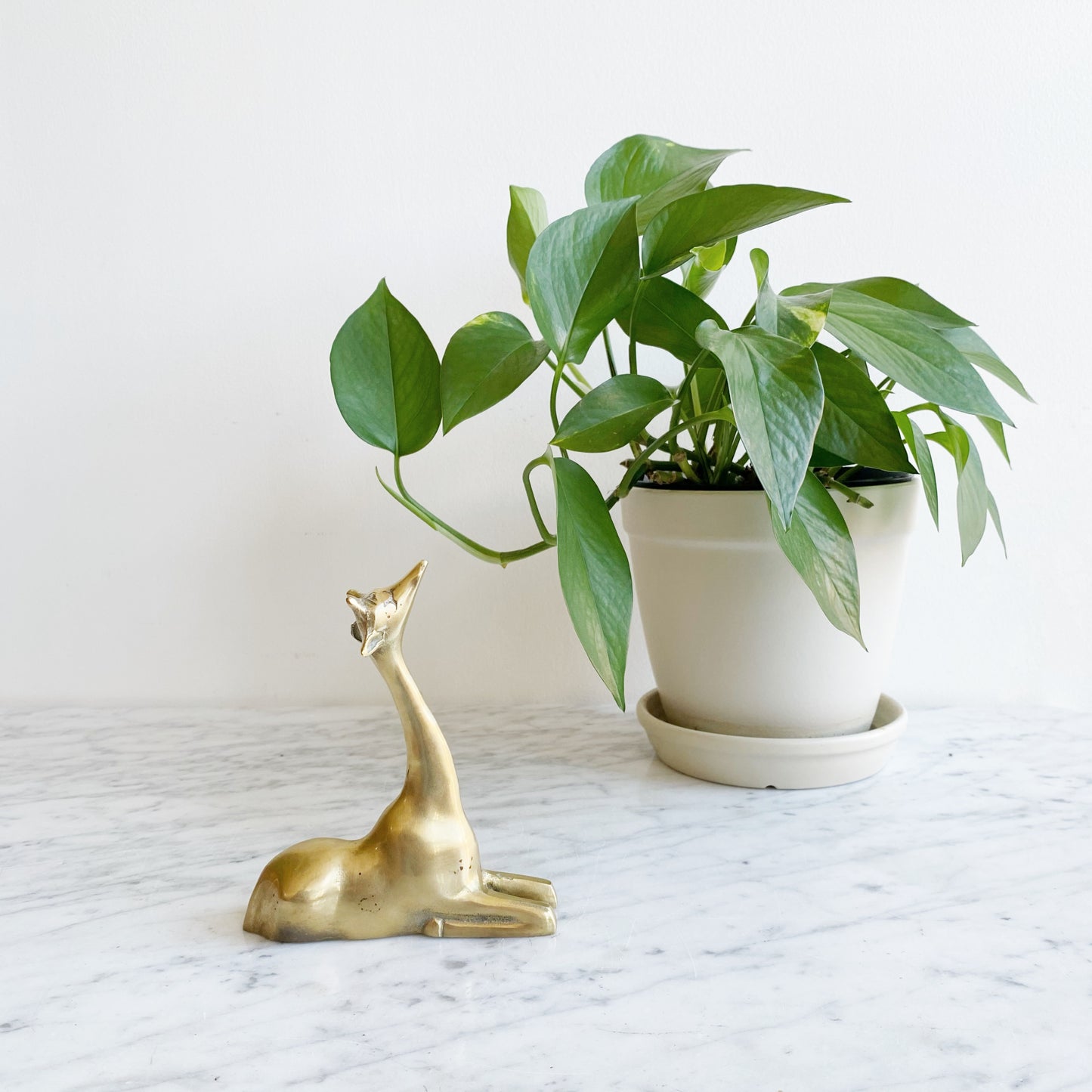 Vintage Sitting Brass Giraffe