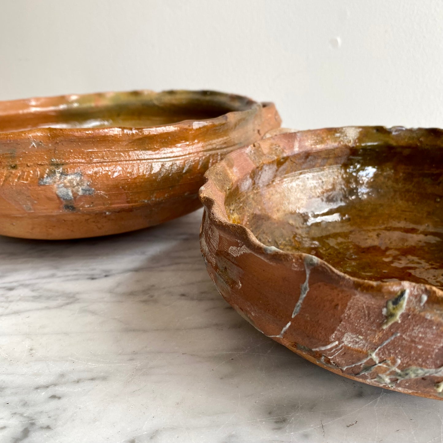 Vintage Clay Bowl with Handles, Choose Size