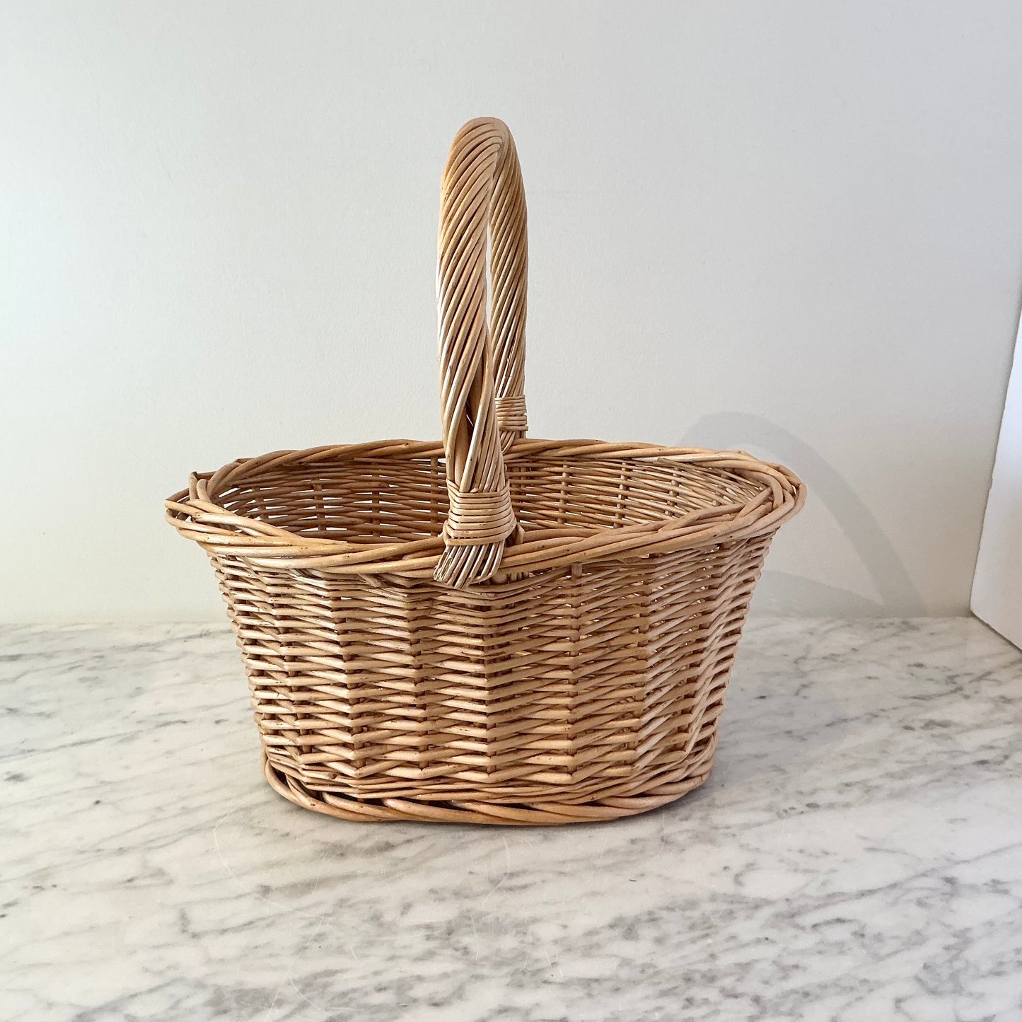 Petite Vintage Wicker Basket with Handle