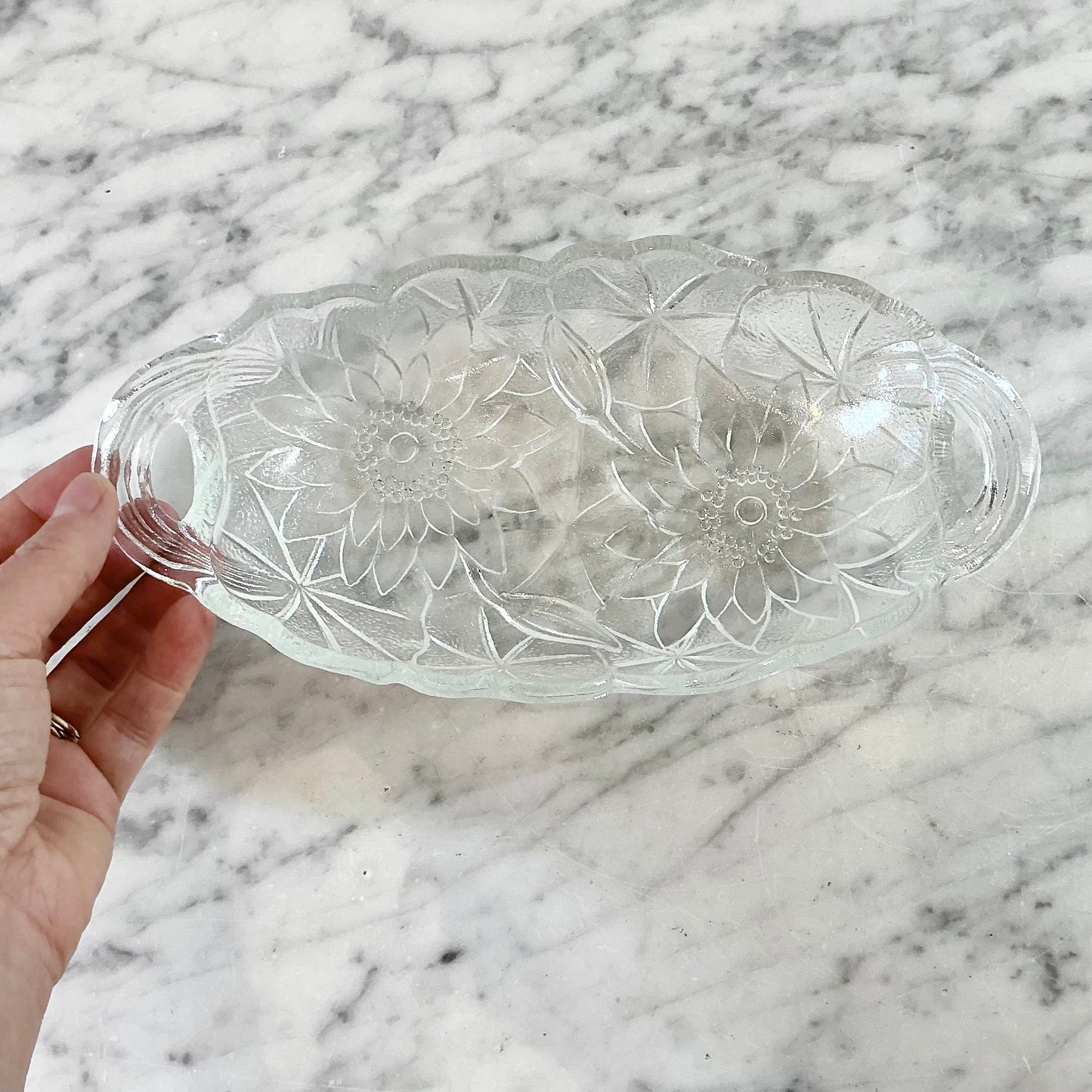 Vintage Indian Glass Lily Relish Dish