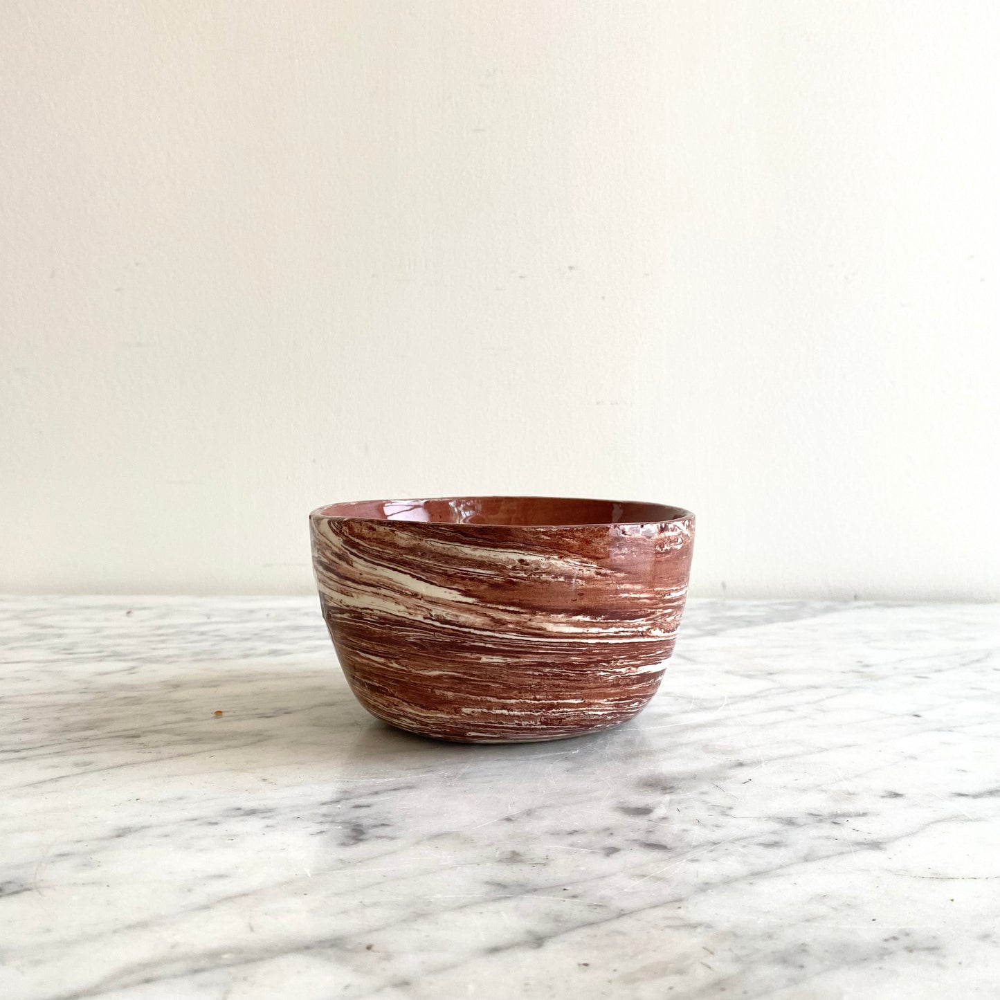 Vintage Swirled Clay Studio Pottery Bowl