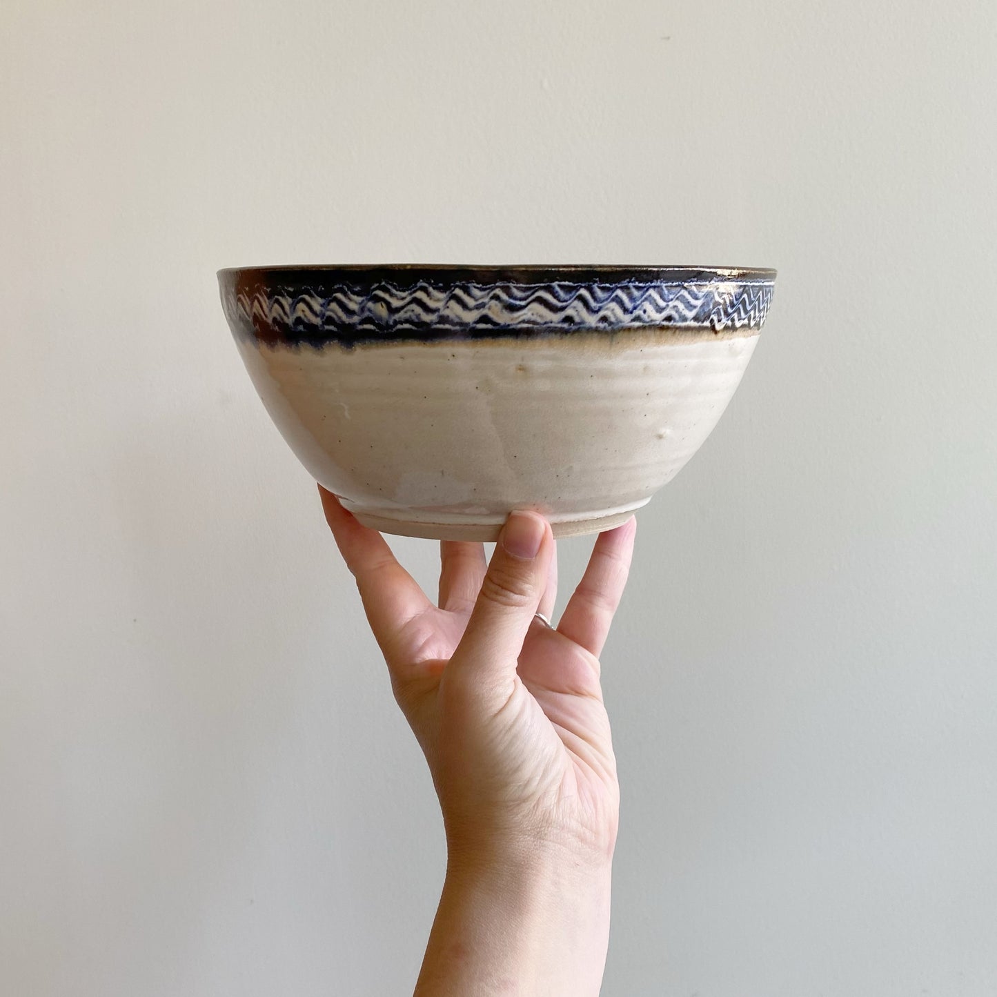 Vintage Pottery Bowl with "Wavy" Rim