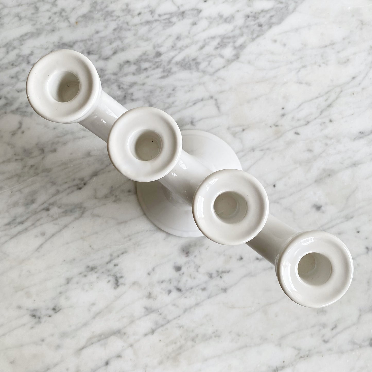 Scandinavian-style White Ceramic Candelabra