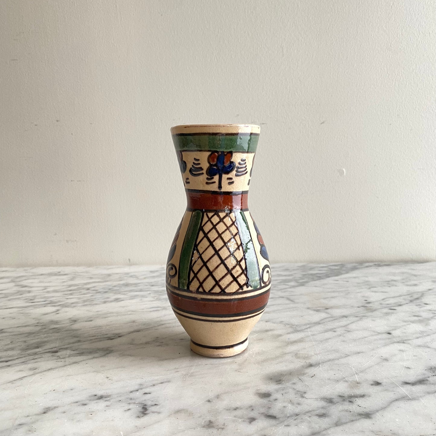 Small Vintage Hungarian Folk Art Pitcher, 6.5"