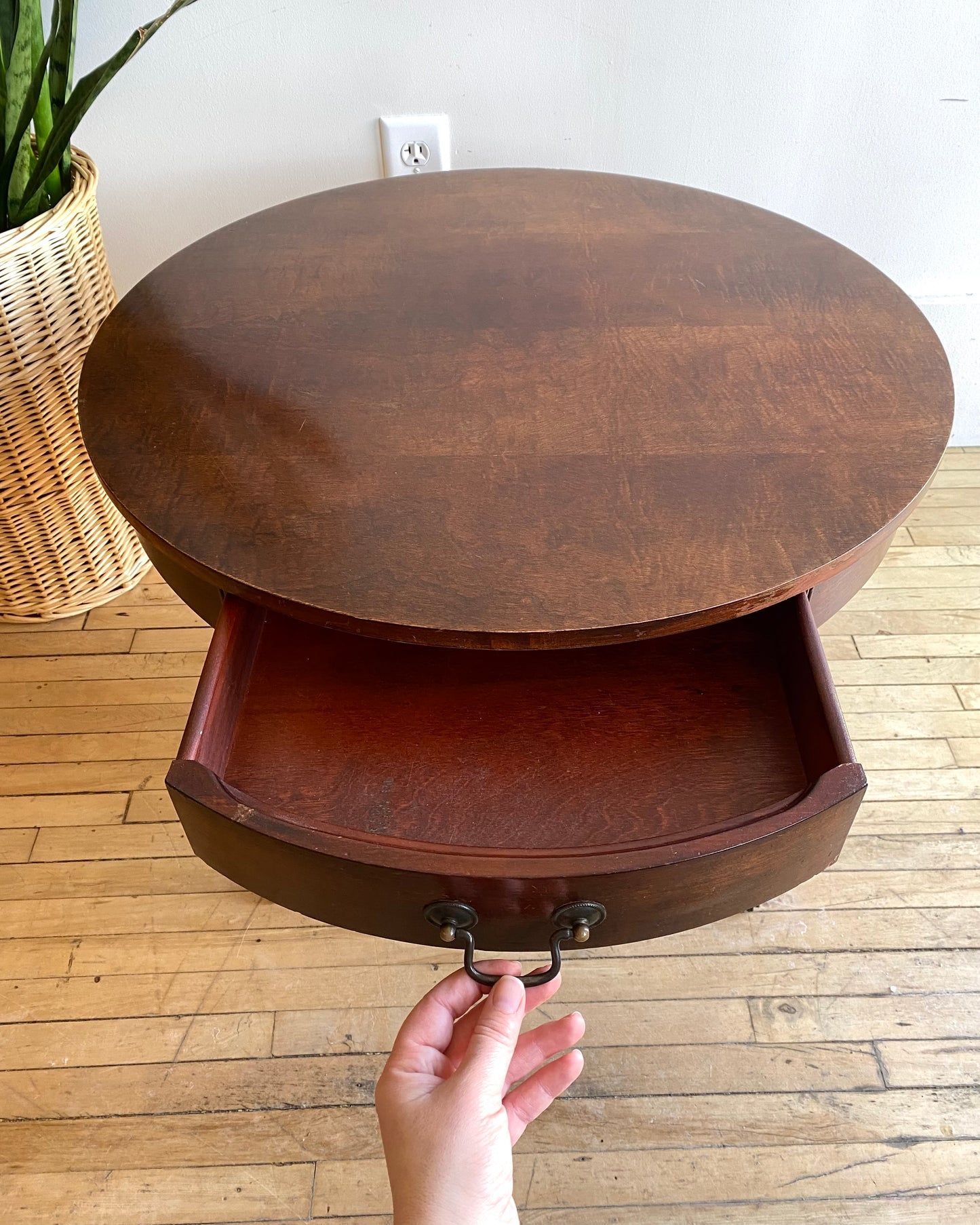Antique Mahogany Drum Side Table