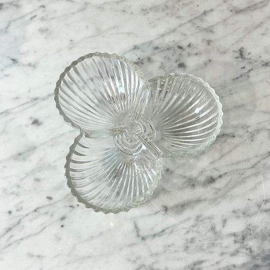 Vintage Glass Seashell Trio Dish