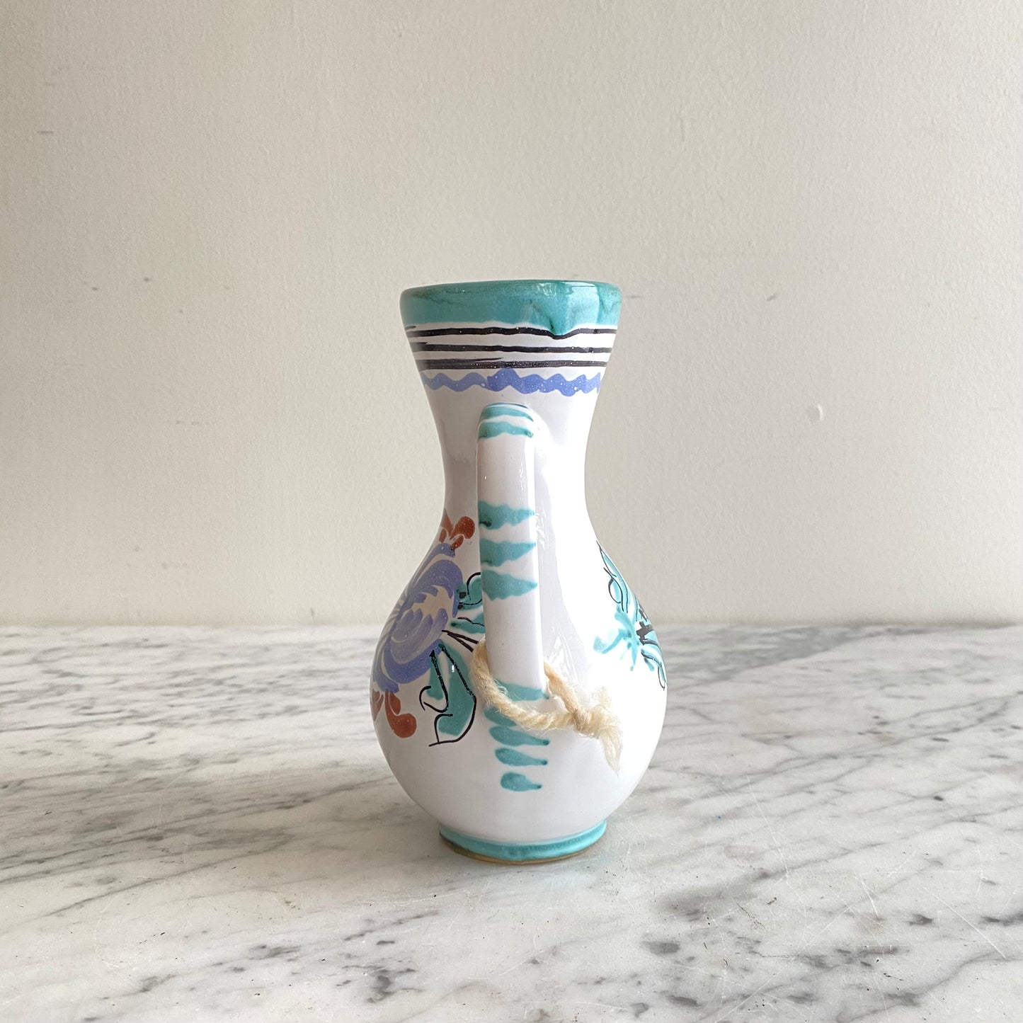Small Vintage Hungarian Folk Art Pitcher, 6.5"